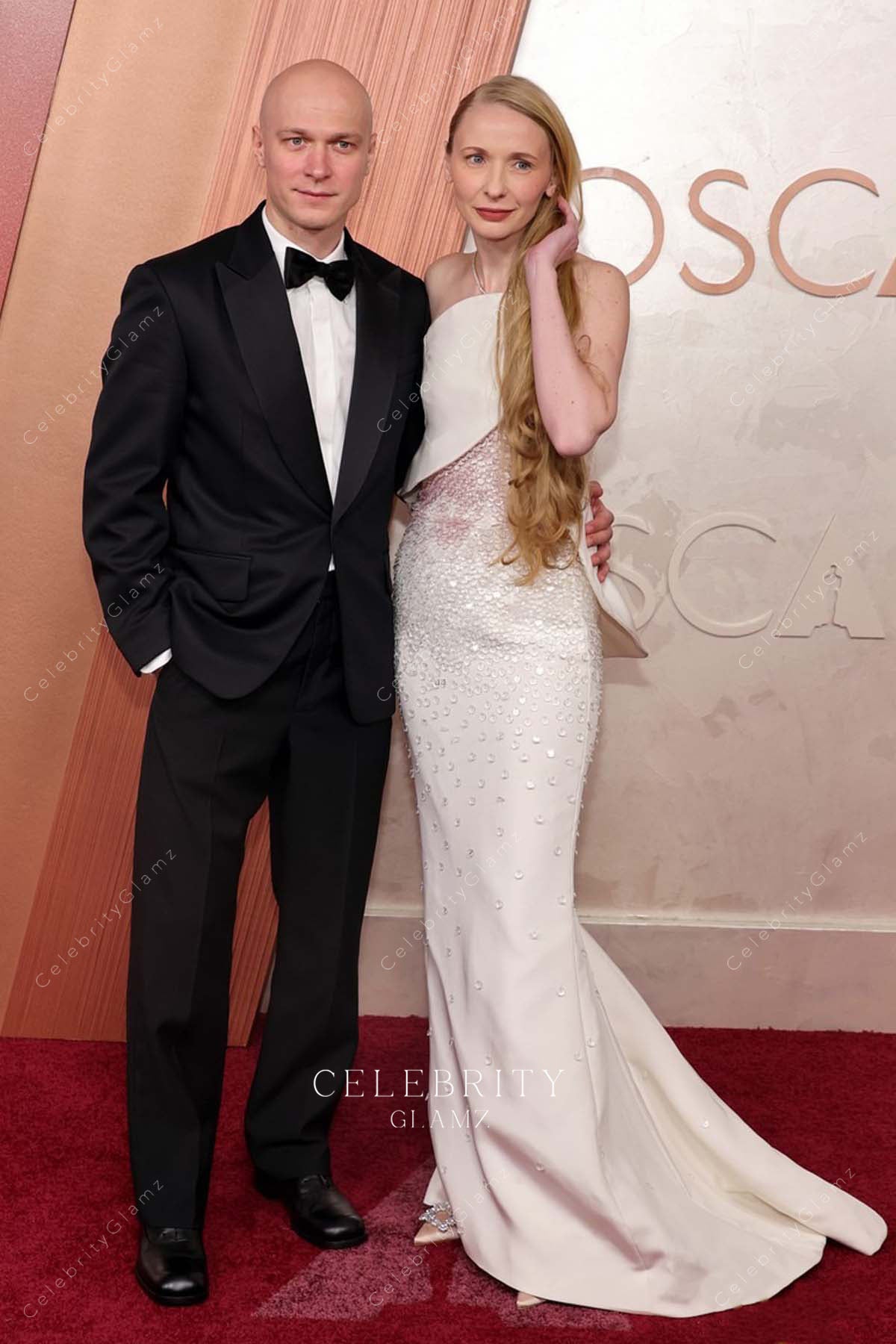 2025 court train Oscars red carpet Anna Shevchuk white red carpet dress