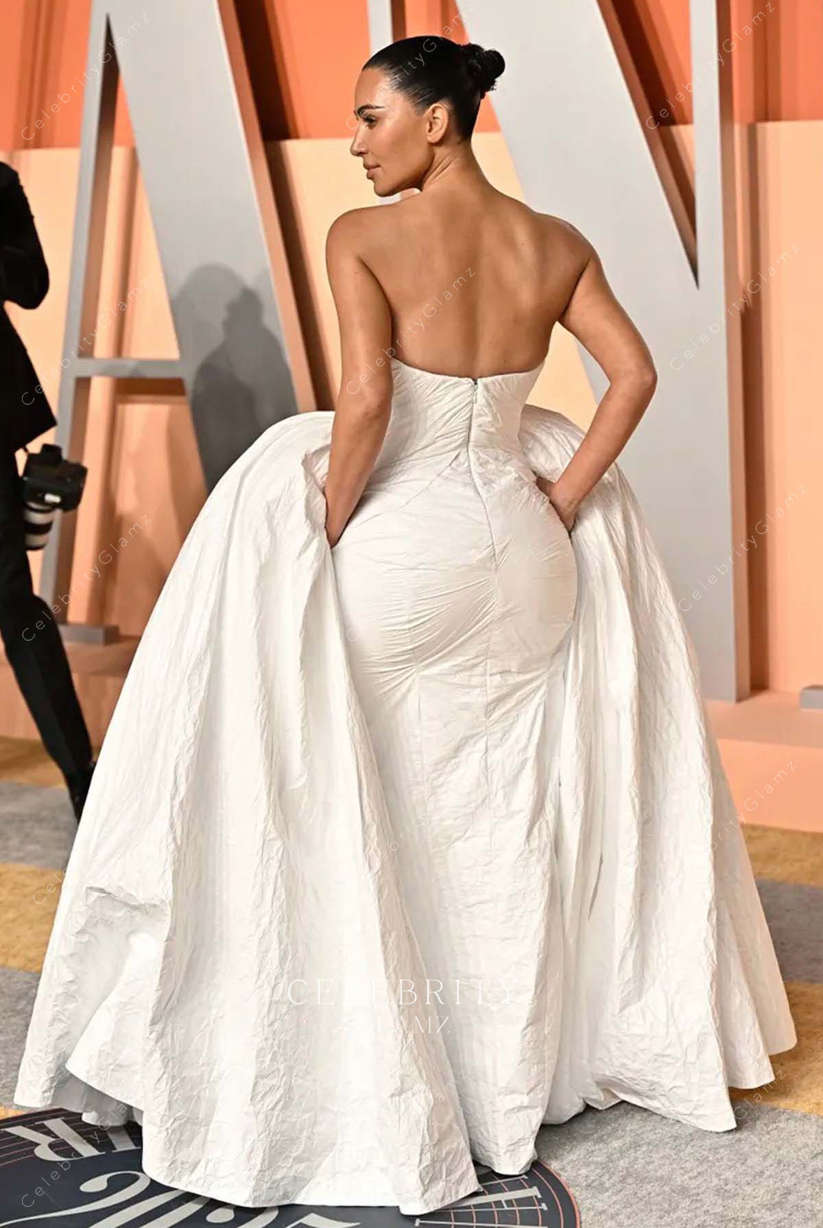 2025 Vanity fair party Kim Kardashian strapless open back ballgown
