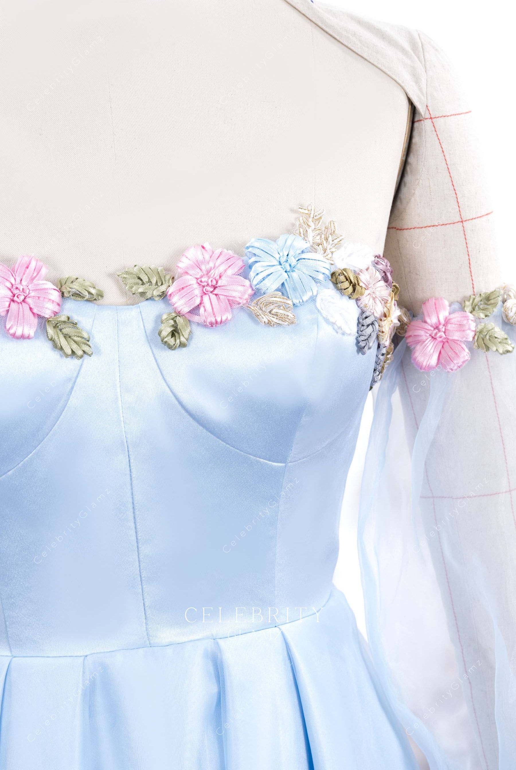 3d floral neckline formal gown