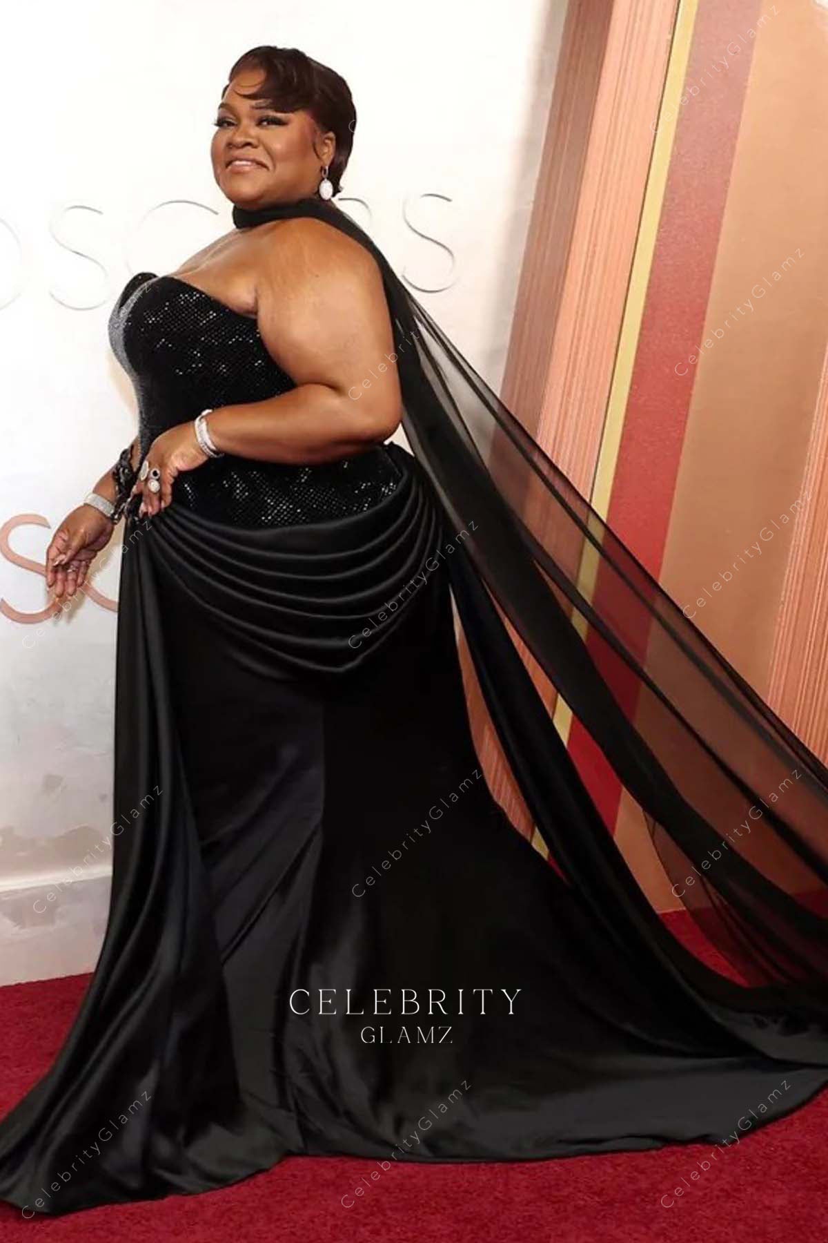 Da’Vine Joy Randolph 2025 Oscars red carpet court train dress