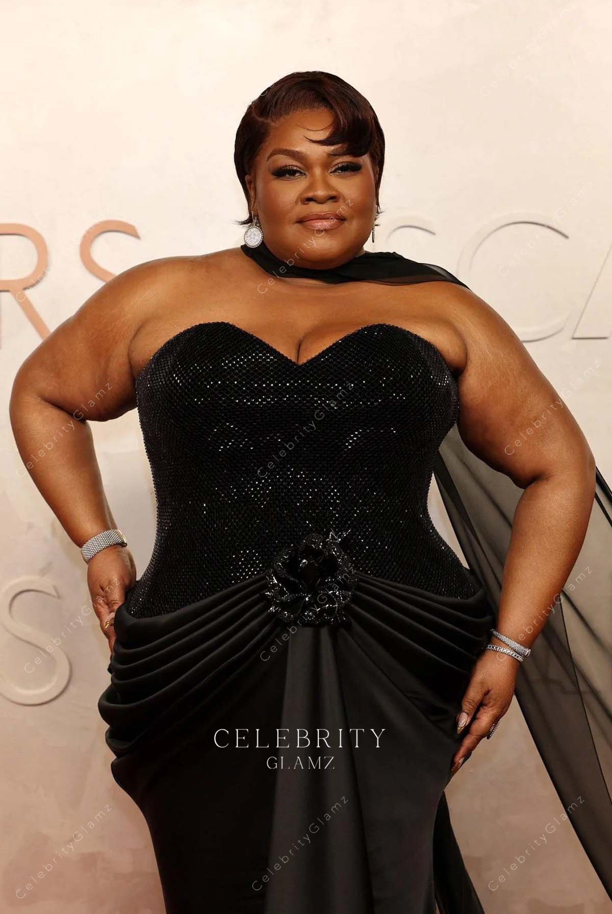 Da’Vine Joy Randolph black strapless 2025 Oscars red carpet dress