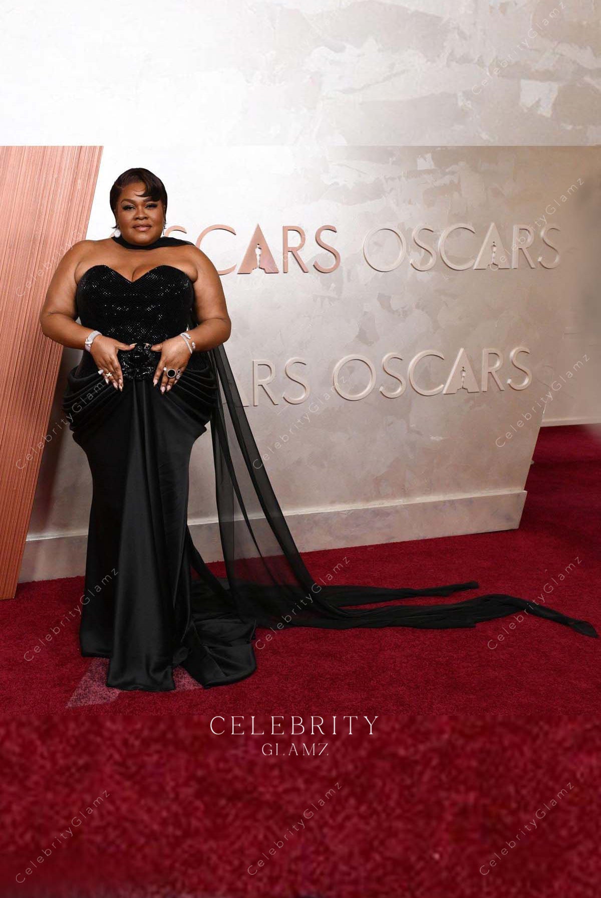 Da’Vine Joy Randolph ruched waist 2025 Oscars red carpet dress