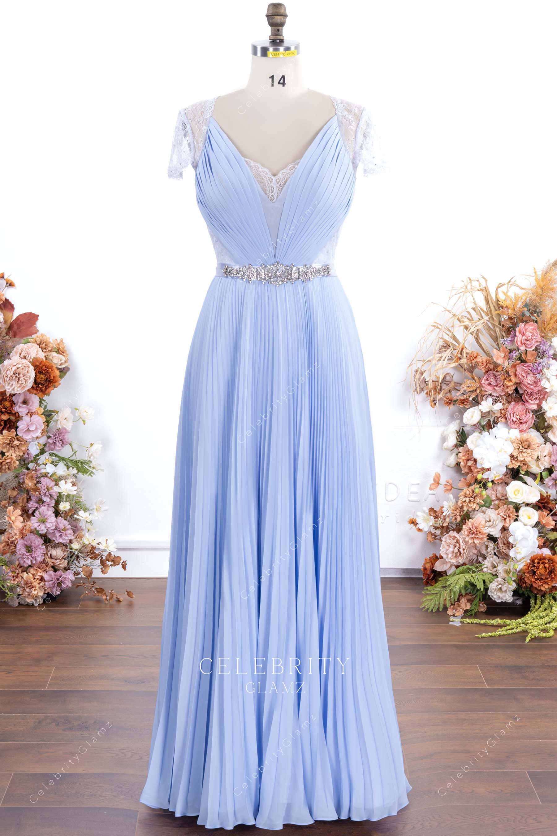 Lavender chiffon a line formal dress