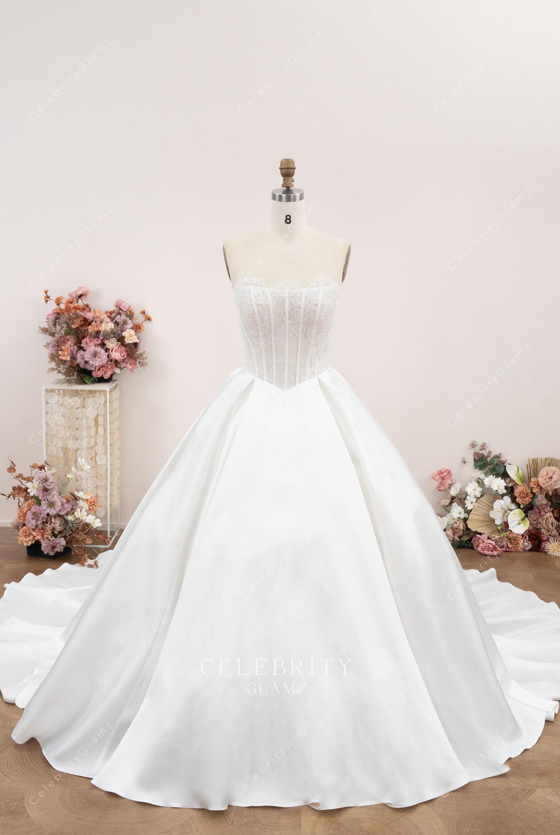 Mikado strapless Aline bridal ballgown