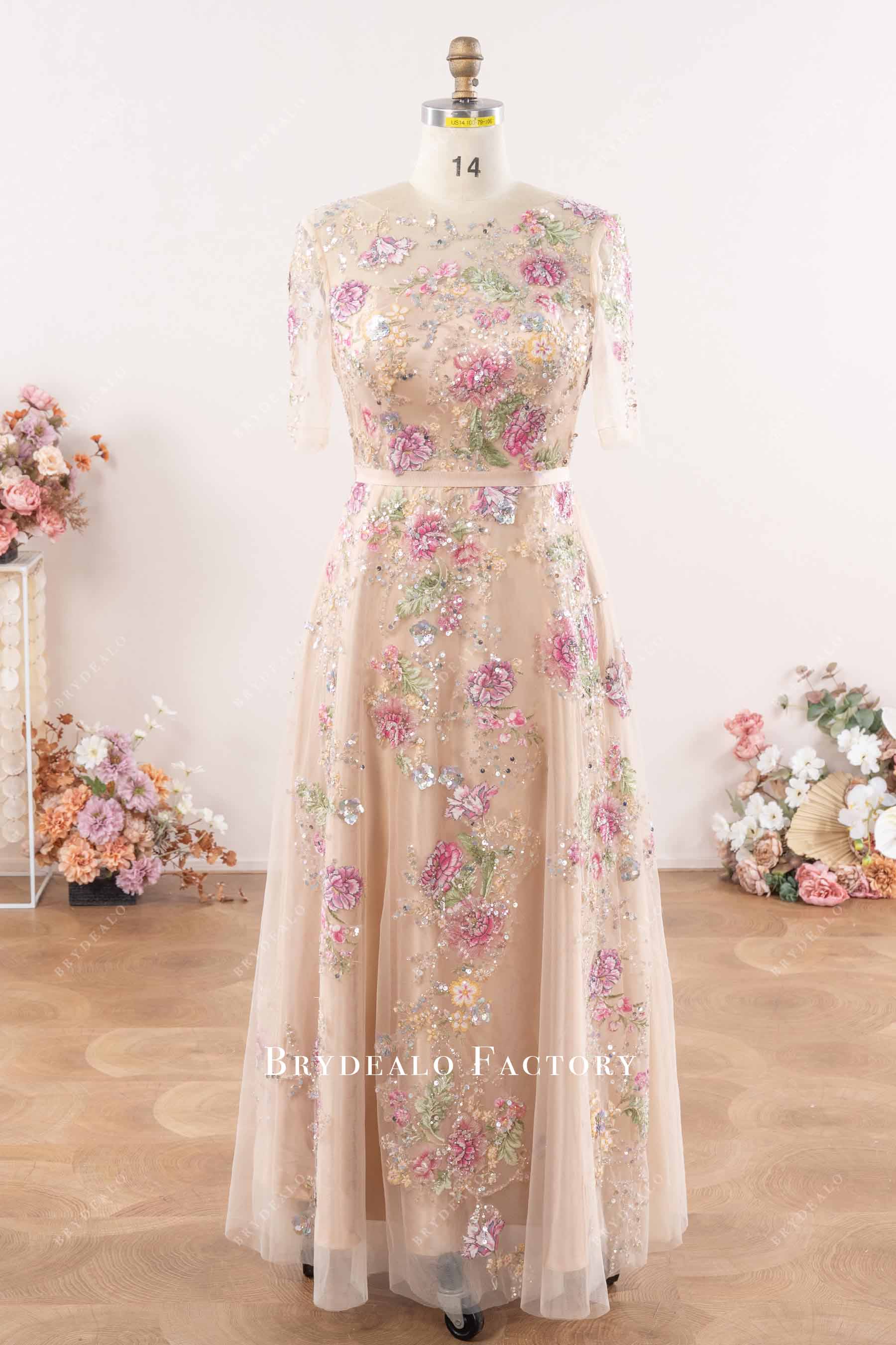 Multi colored sequin mother of bride dress