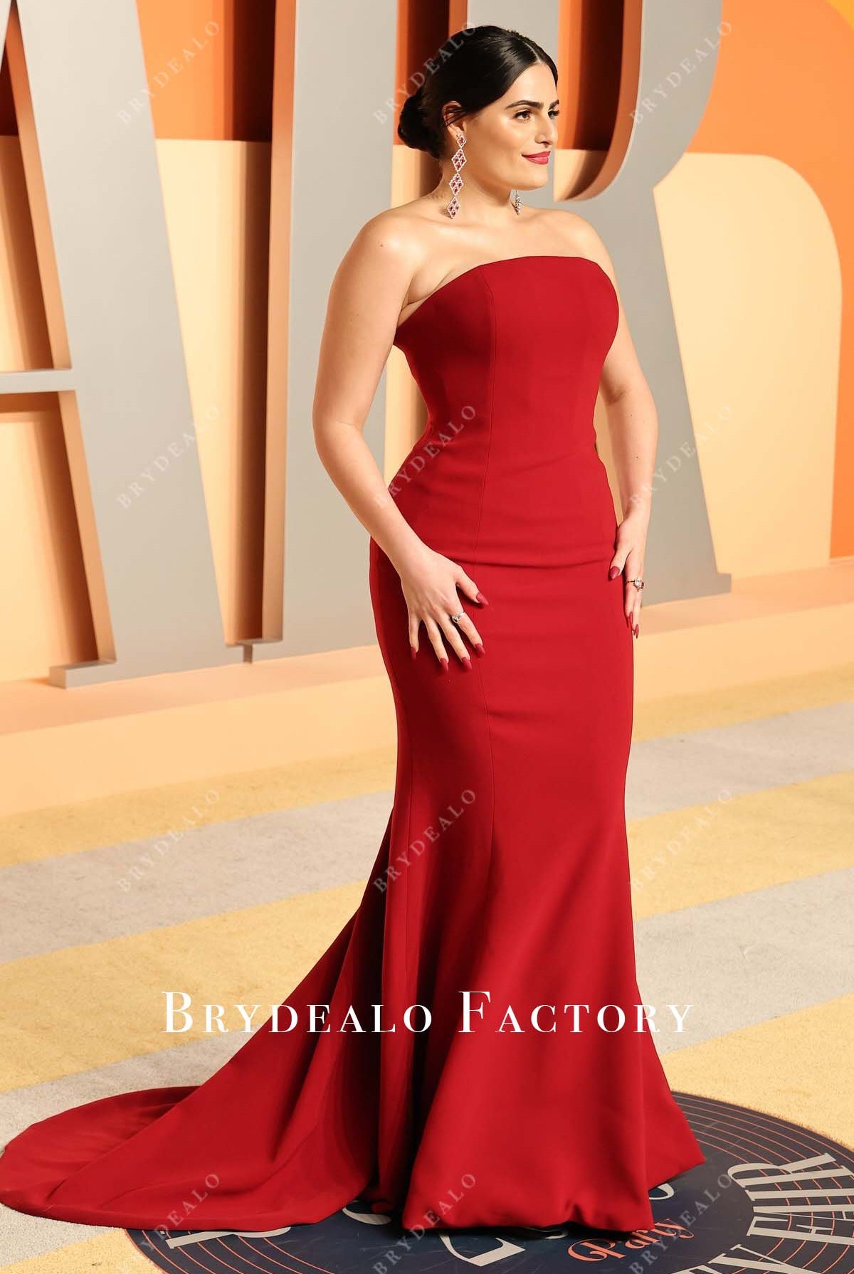 Nava Mau red strapless 2025 Vanity fair party dress