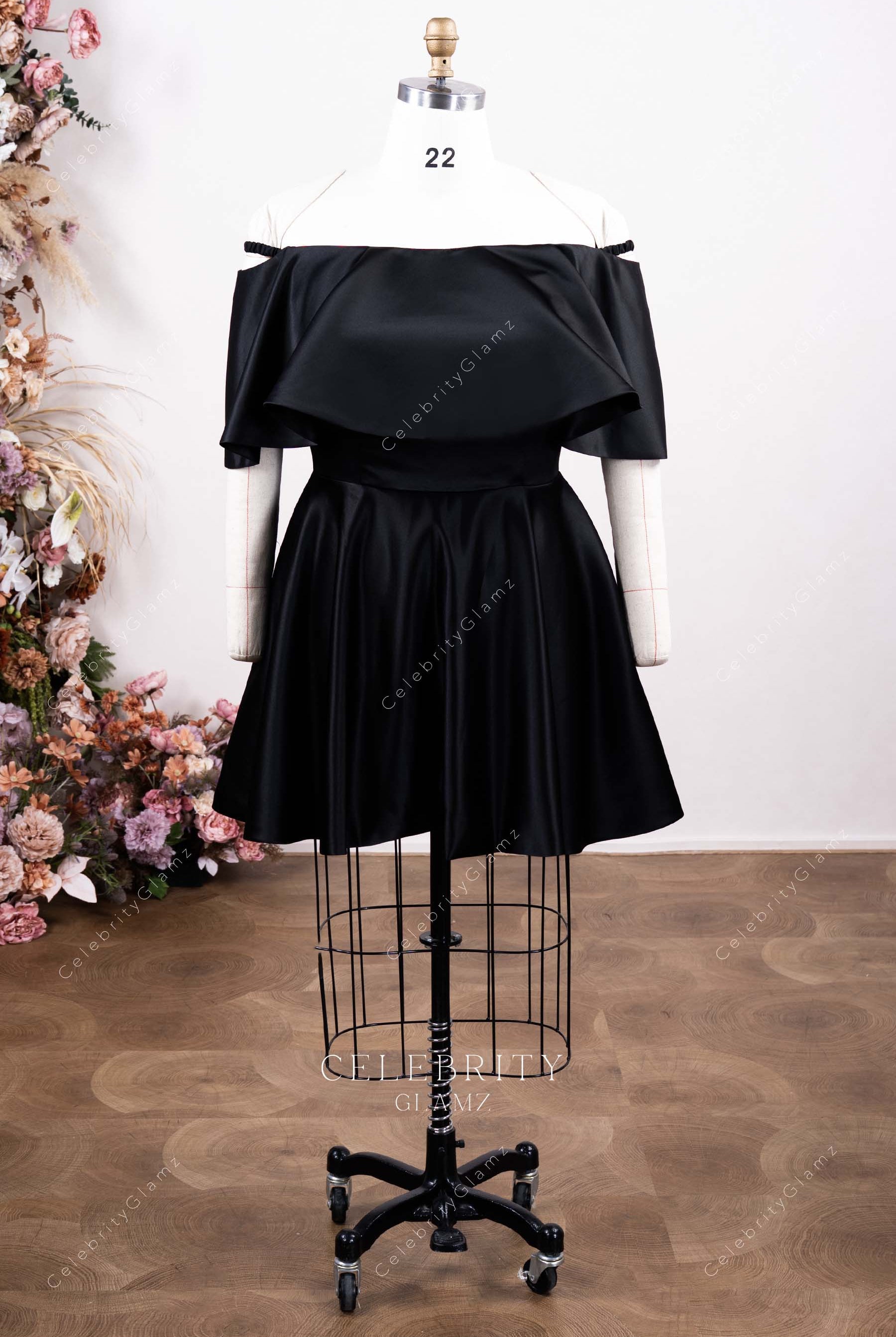 plus size off shoulder mini prom dress