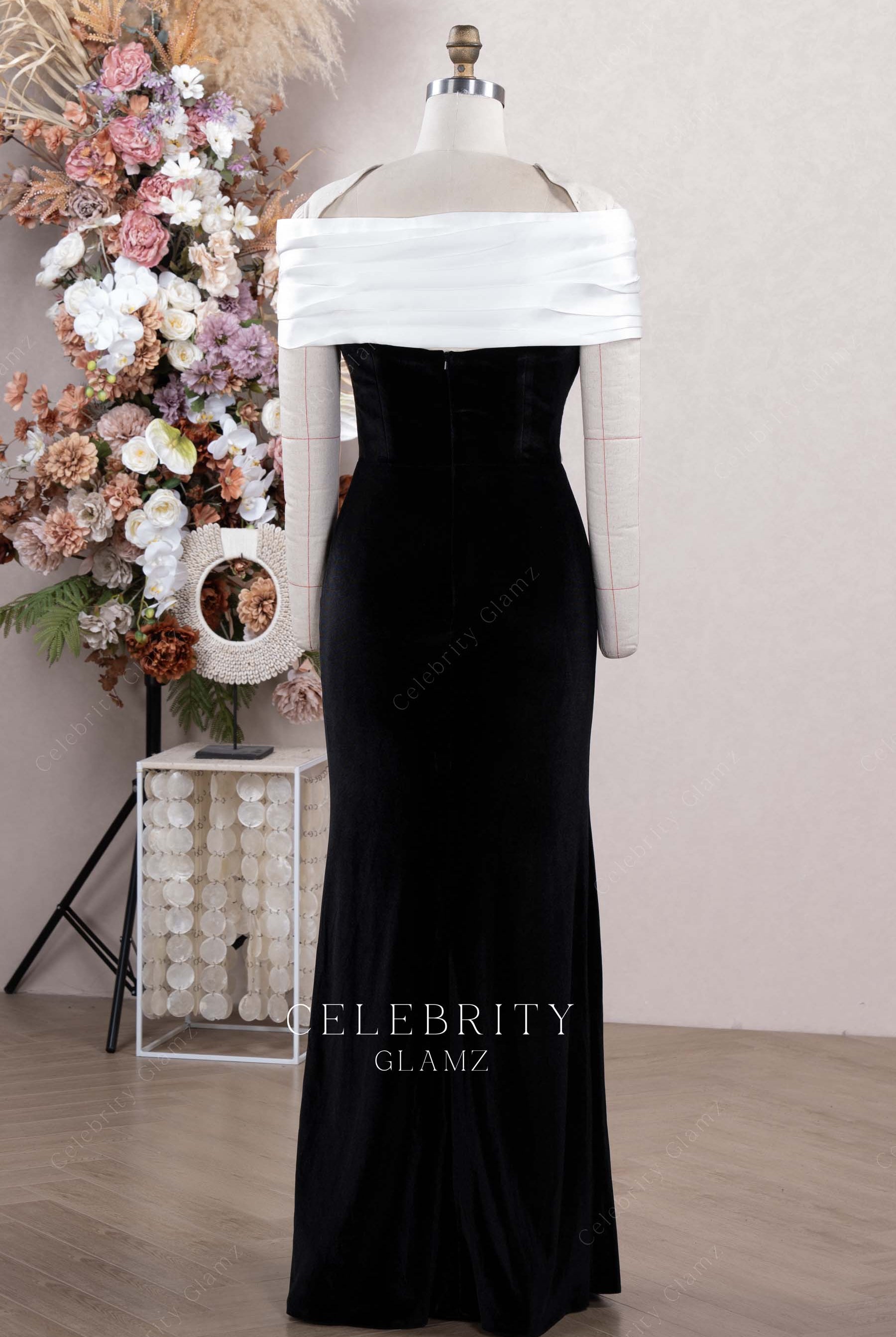 two tone fit flare formal dress