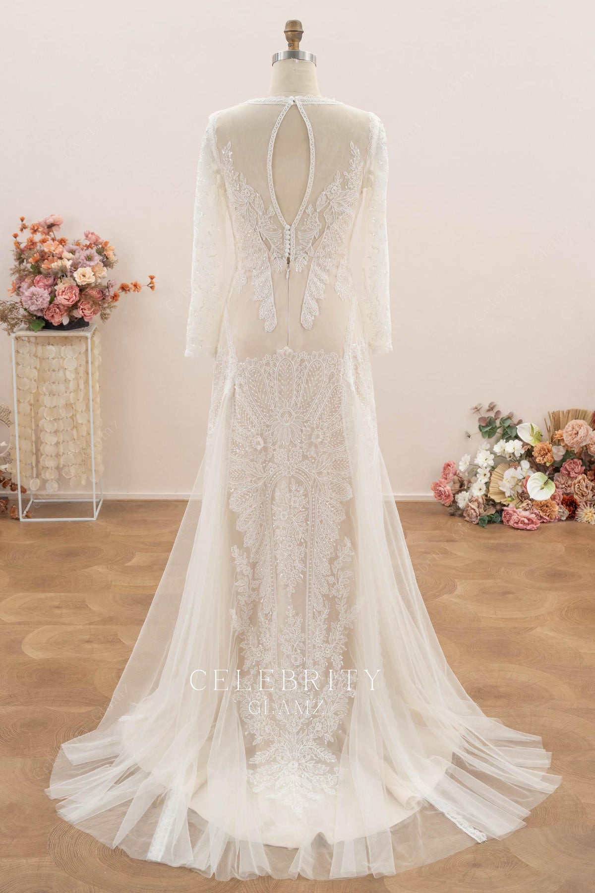 a line court train wedding dress