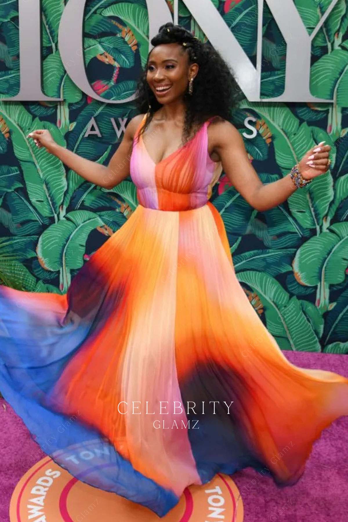 Adrianna Hicks ombre chiffon 76th tony awards dress