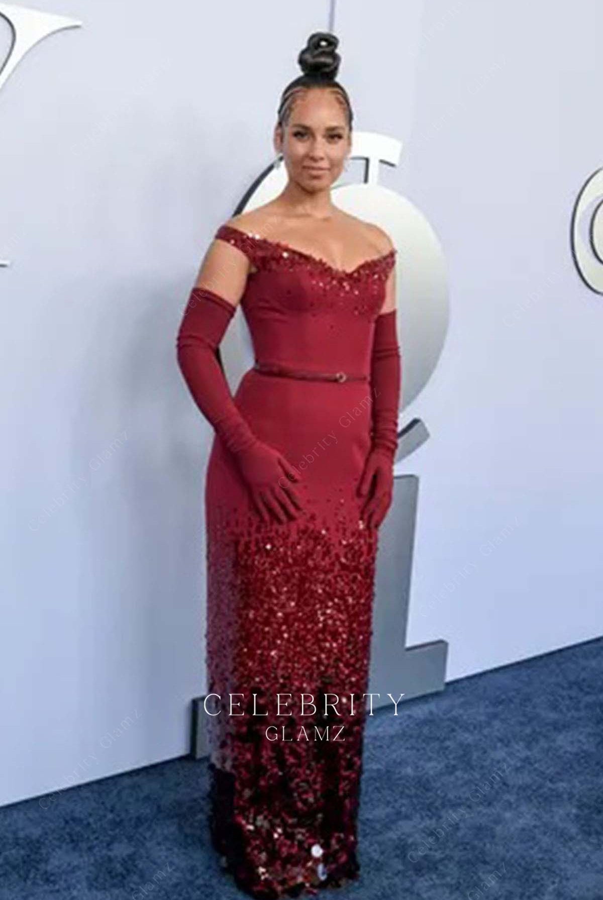 Alicia Keys floor length prom dress 2024 Tony awards