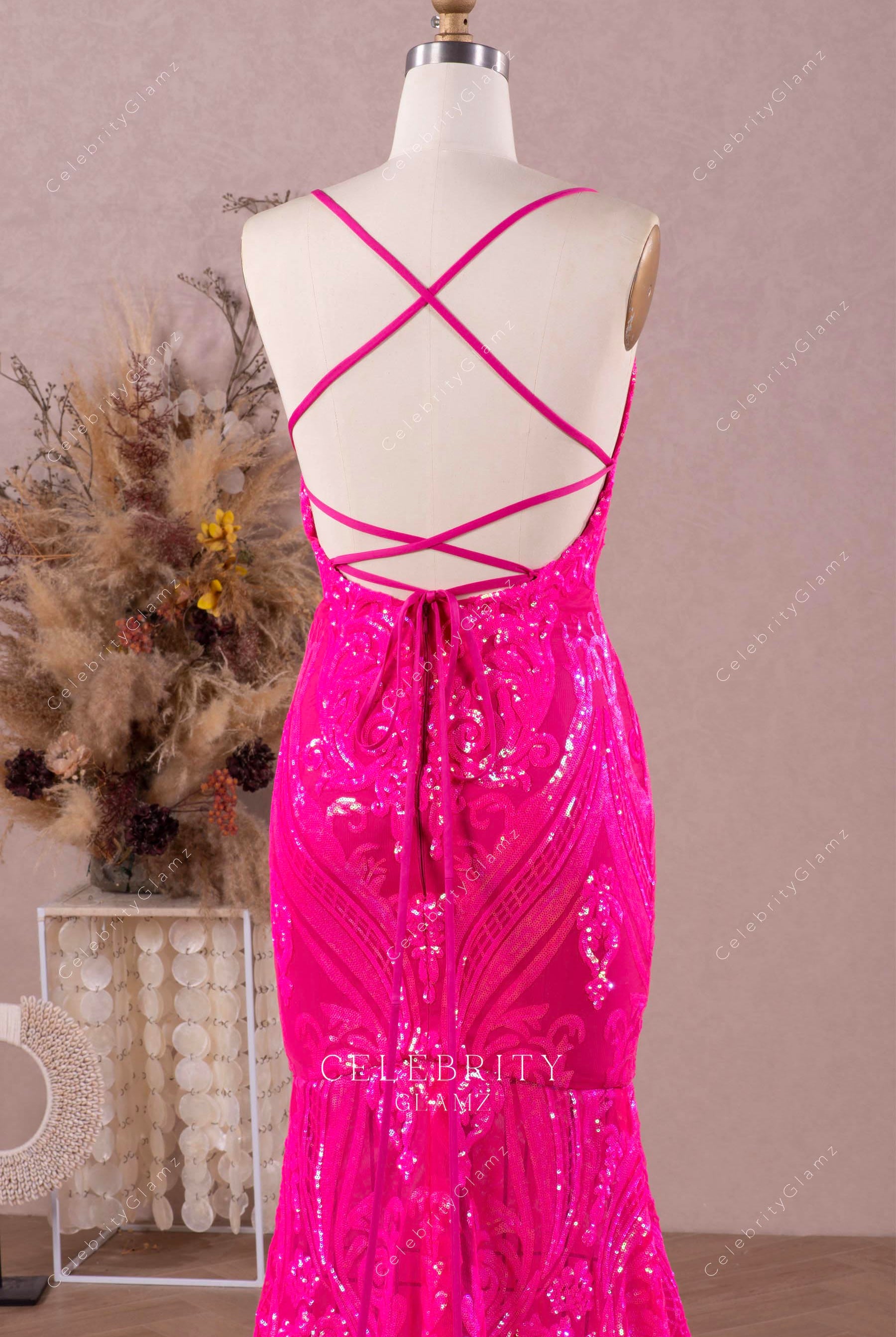 alluring crisscross back prom dress
