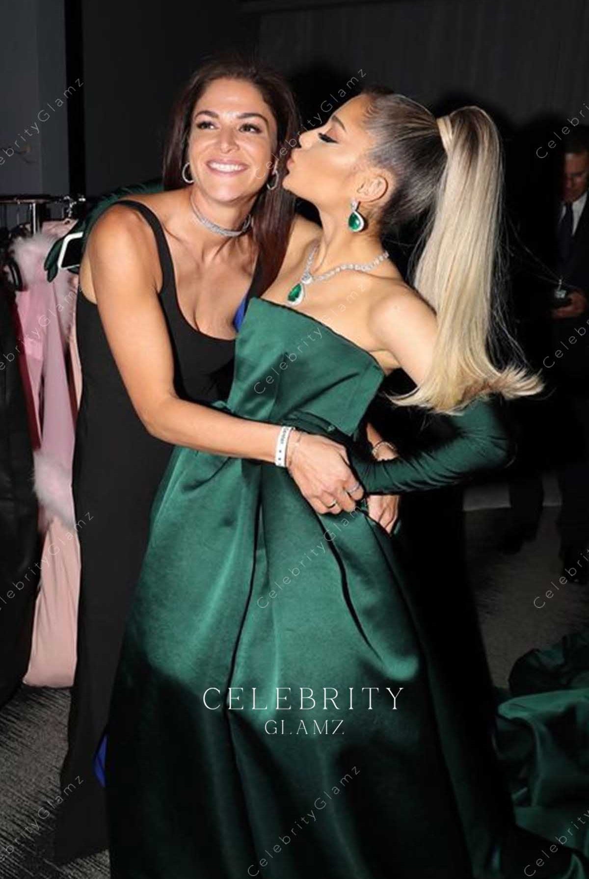 Ariana Grande dark green ballgown Grammys 2020