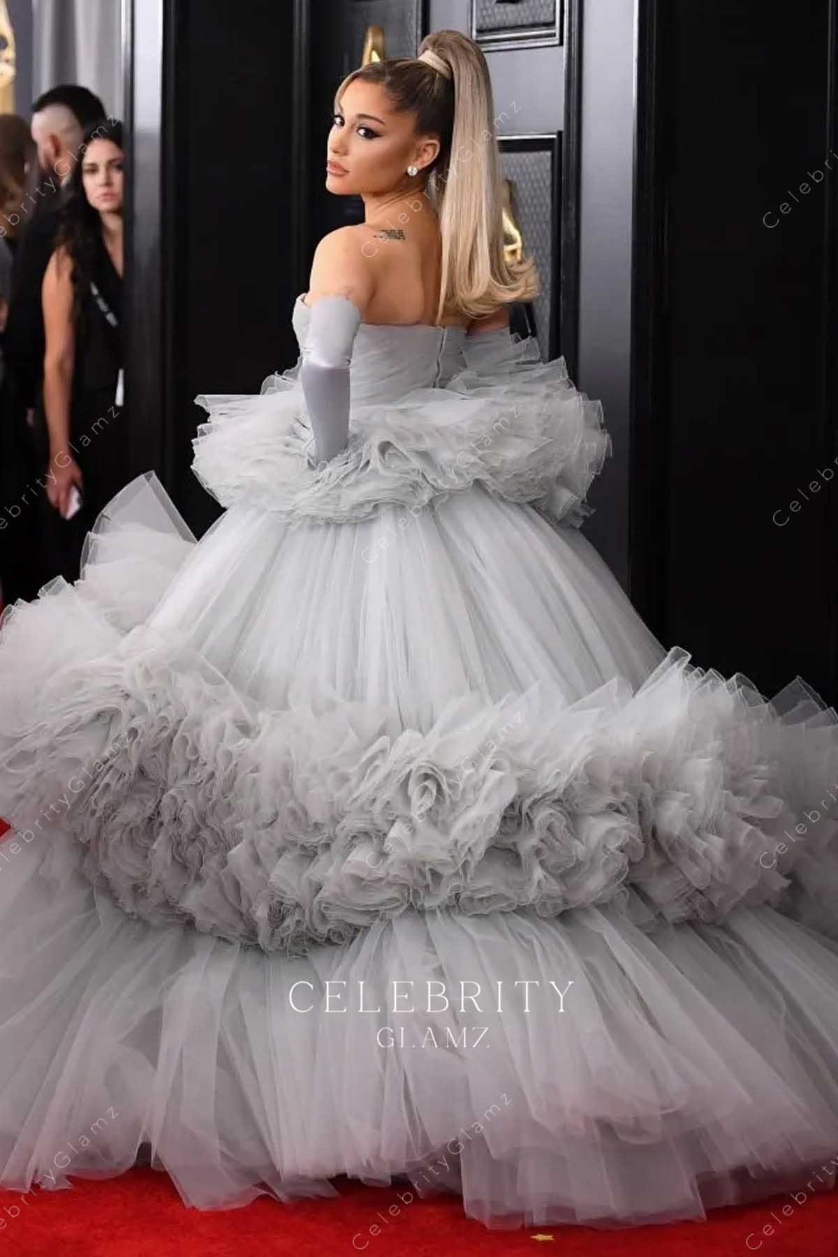 Ariana Grande grey tulle Grammys 2020 Cinderella dress