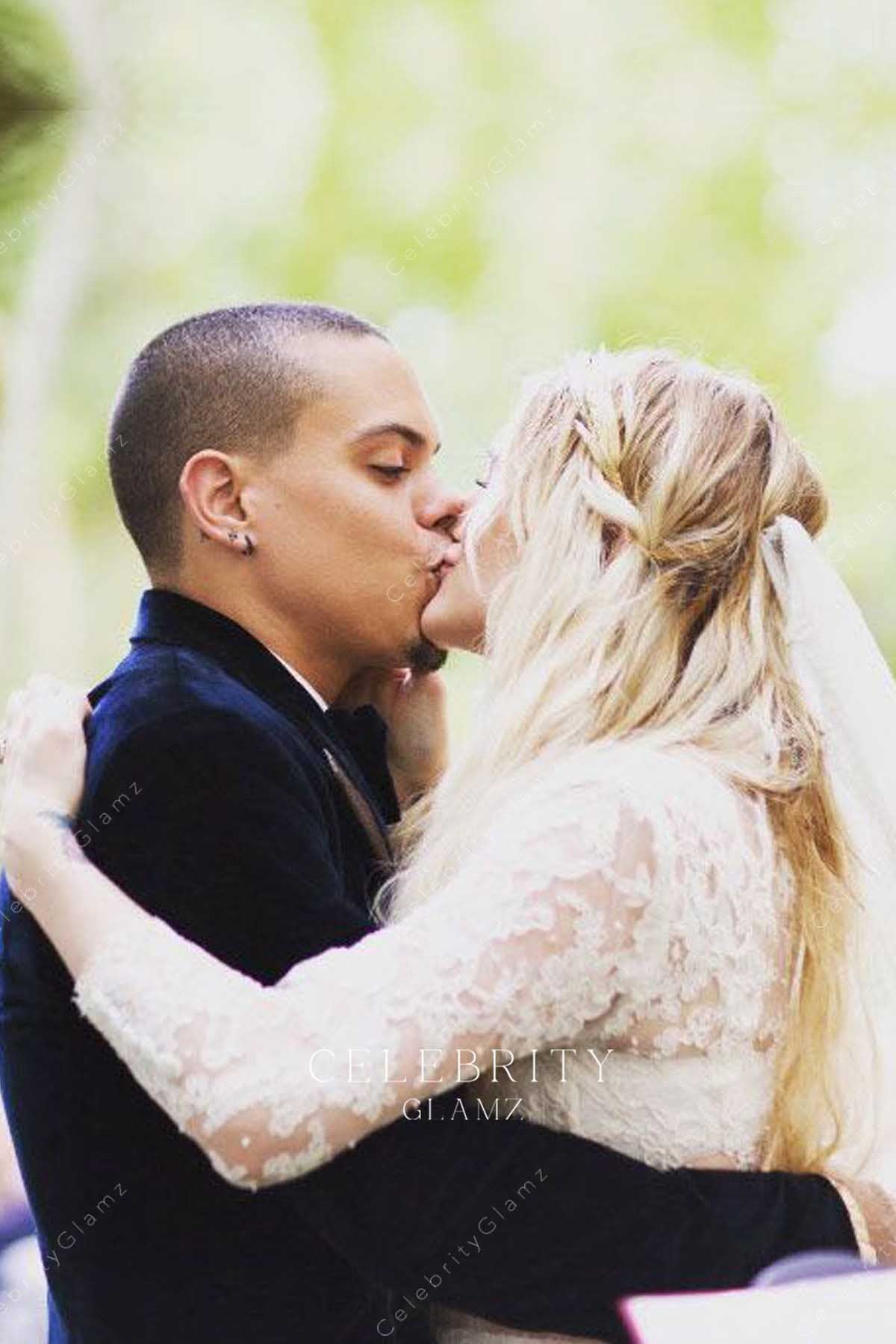 Ashlee Simpson sheer sleeve wedding dress