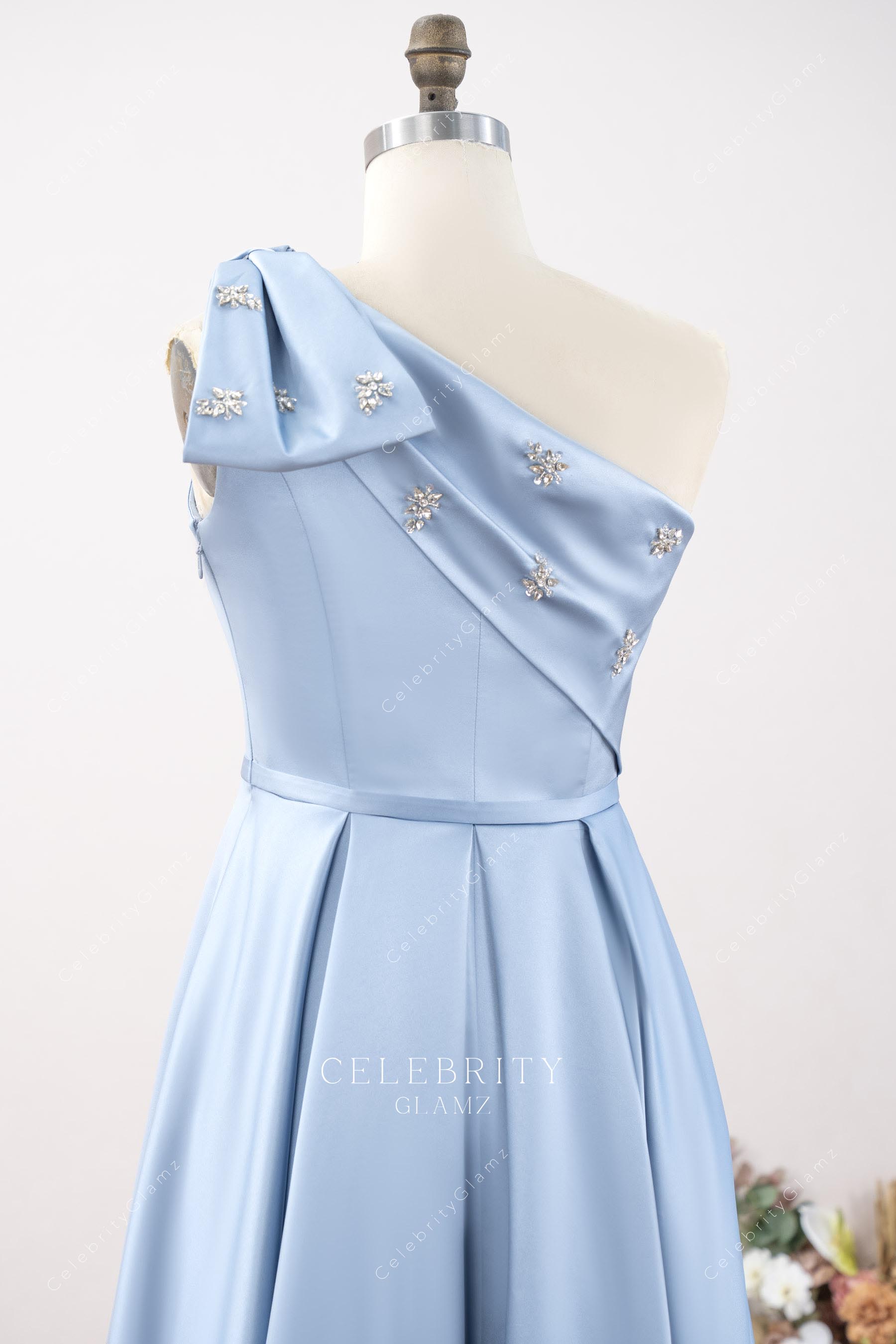 asymmetrical back mother of bride dress