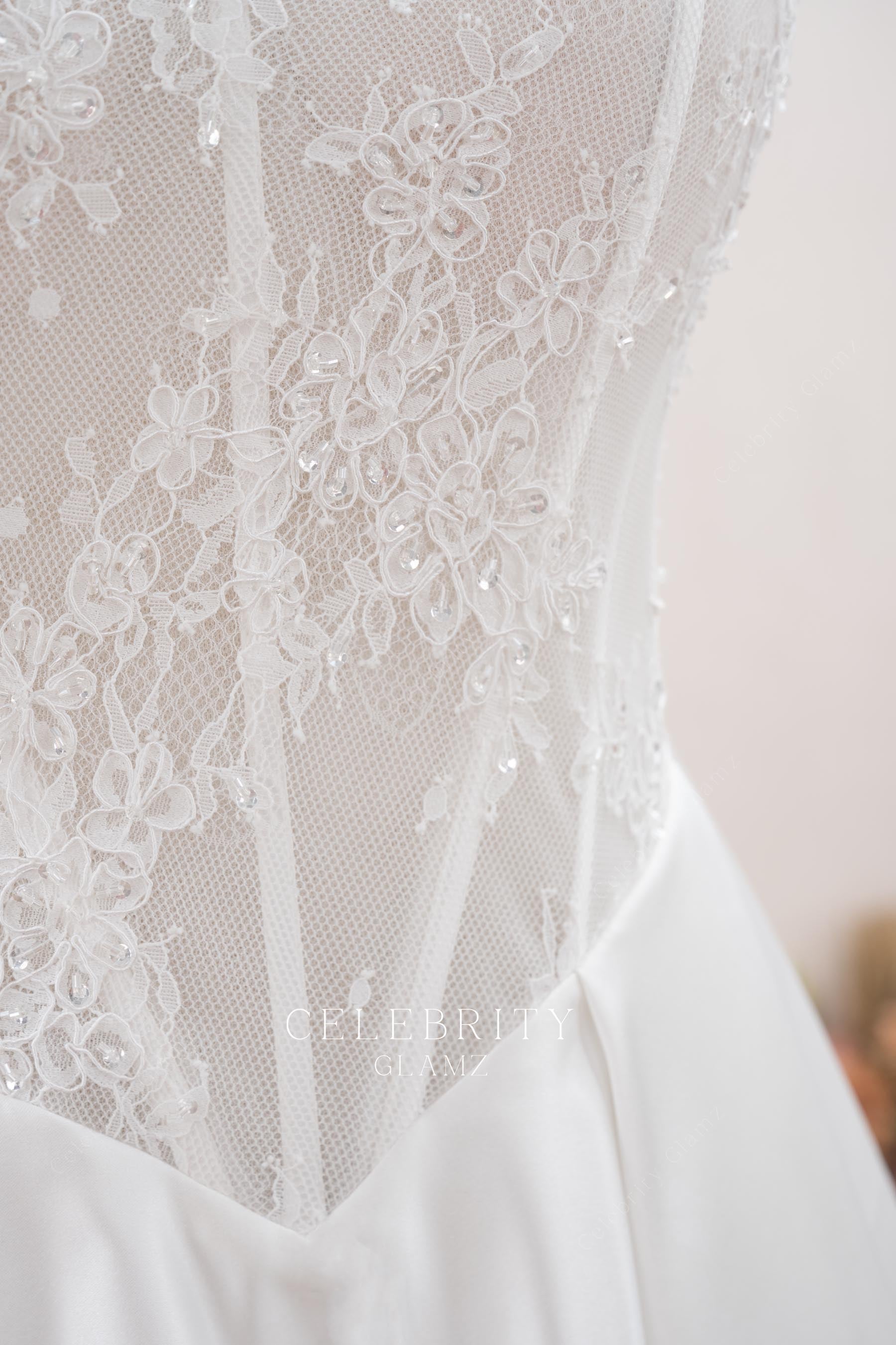 Basque waist lace bridal dress