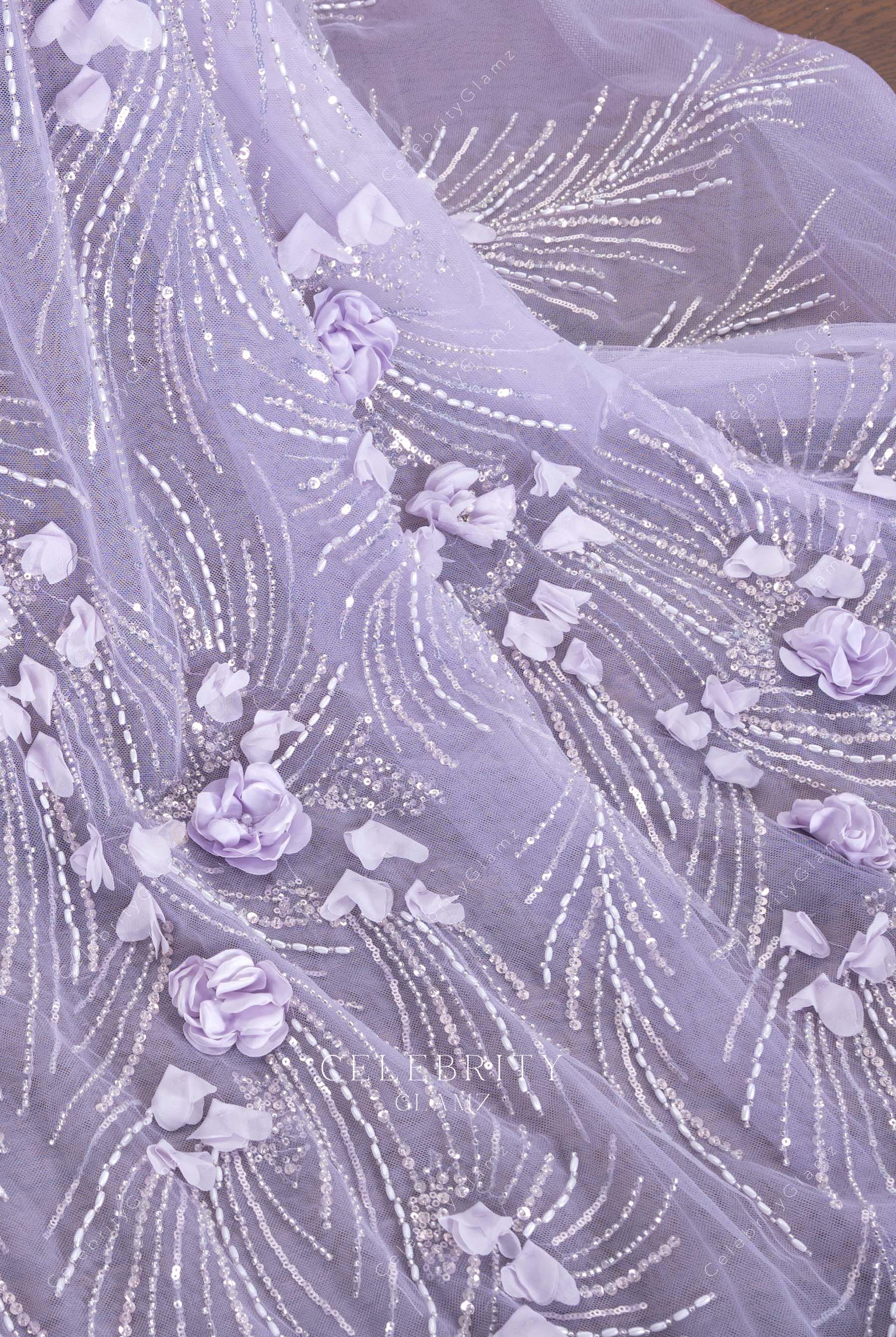 beaded 3d floral lace formal gown