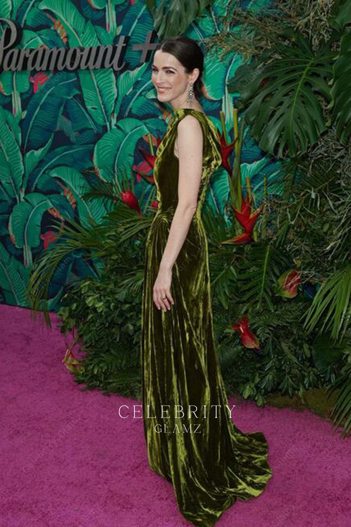 Bee Shaffer velvet a line prom dress 76th tony awards