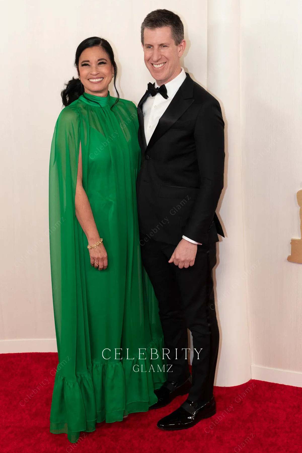 Billie Eilish cape sleeves prom dress 2024 Oscars red carpet