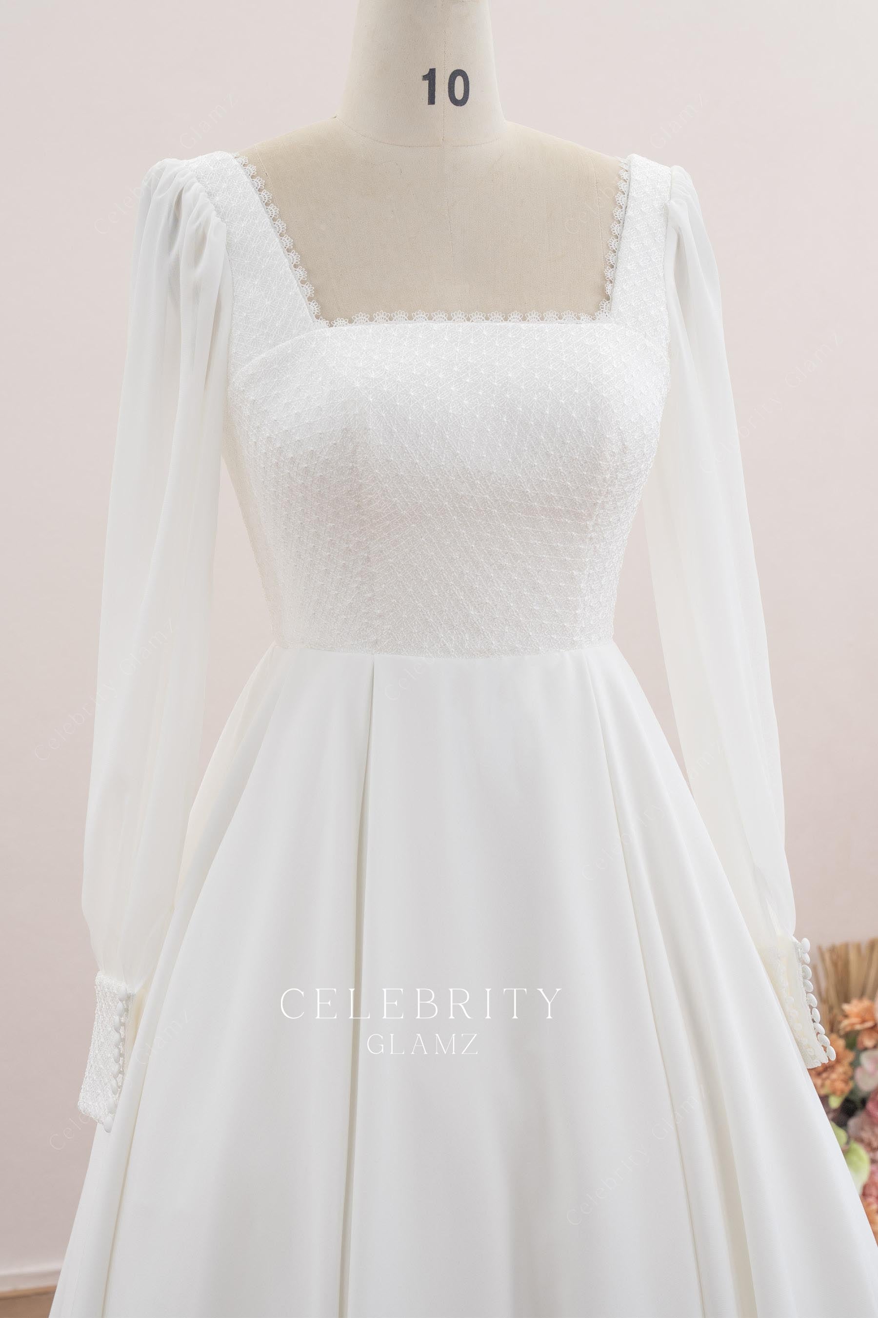 bishop long sleeves vintage bridal dress