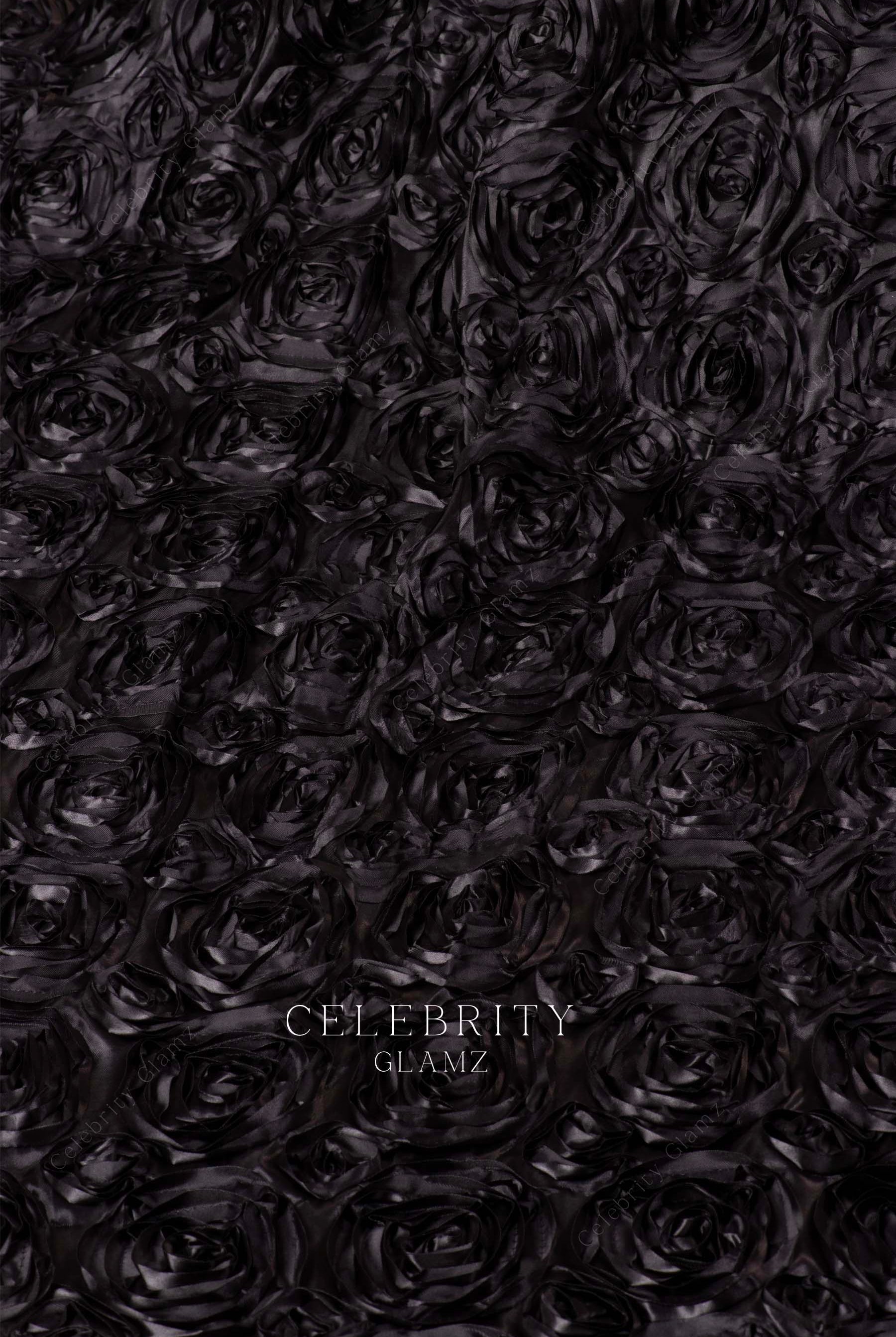 black 3d rose fabric