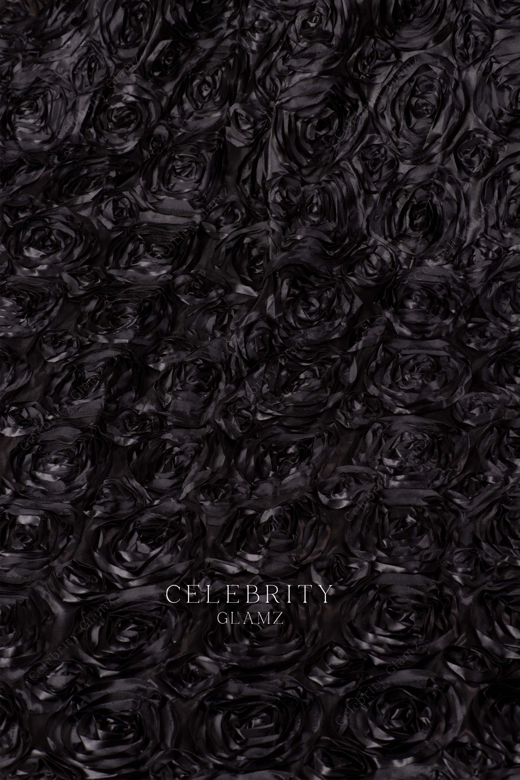 black 3d rose fabric