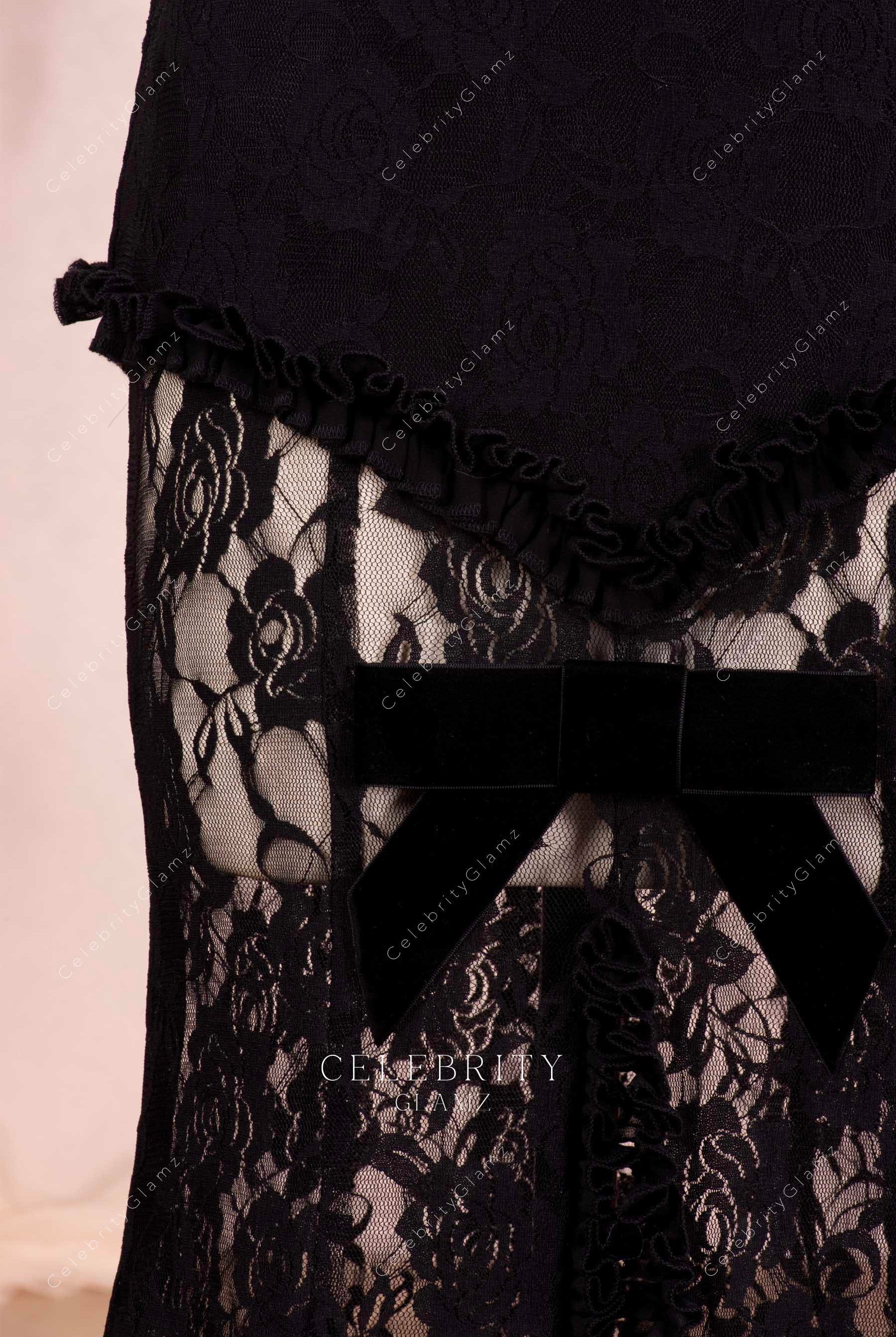 black bowknot celebrity dress