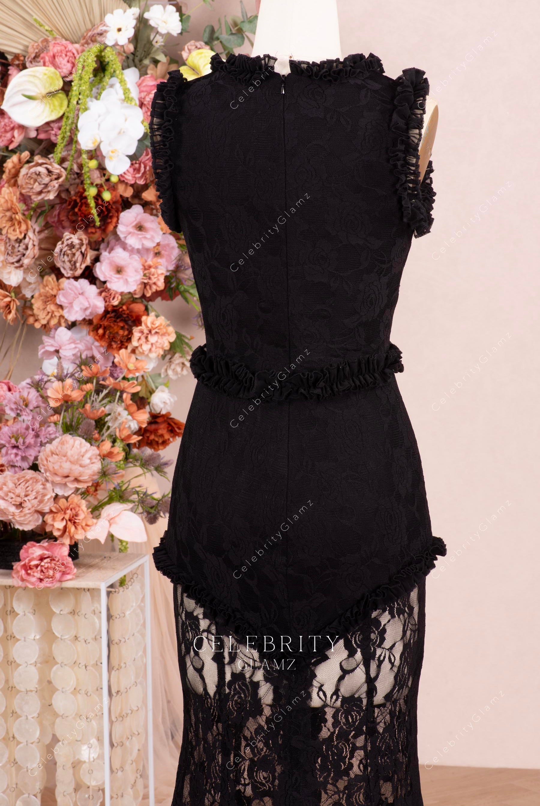 black conservative back prom dress