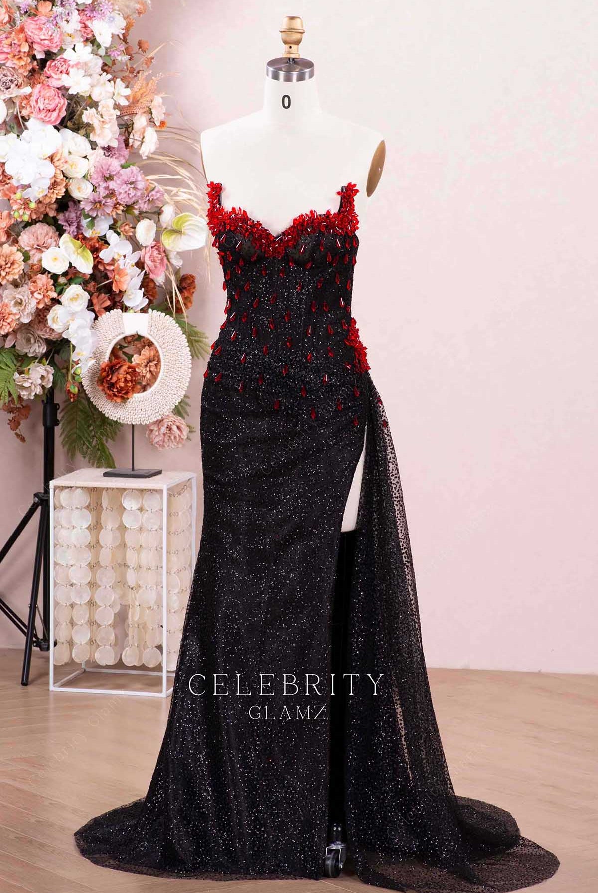 black high slit prom dress