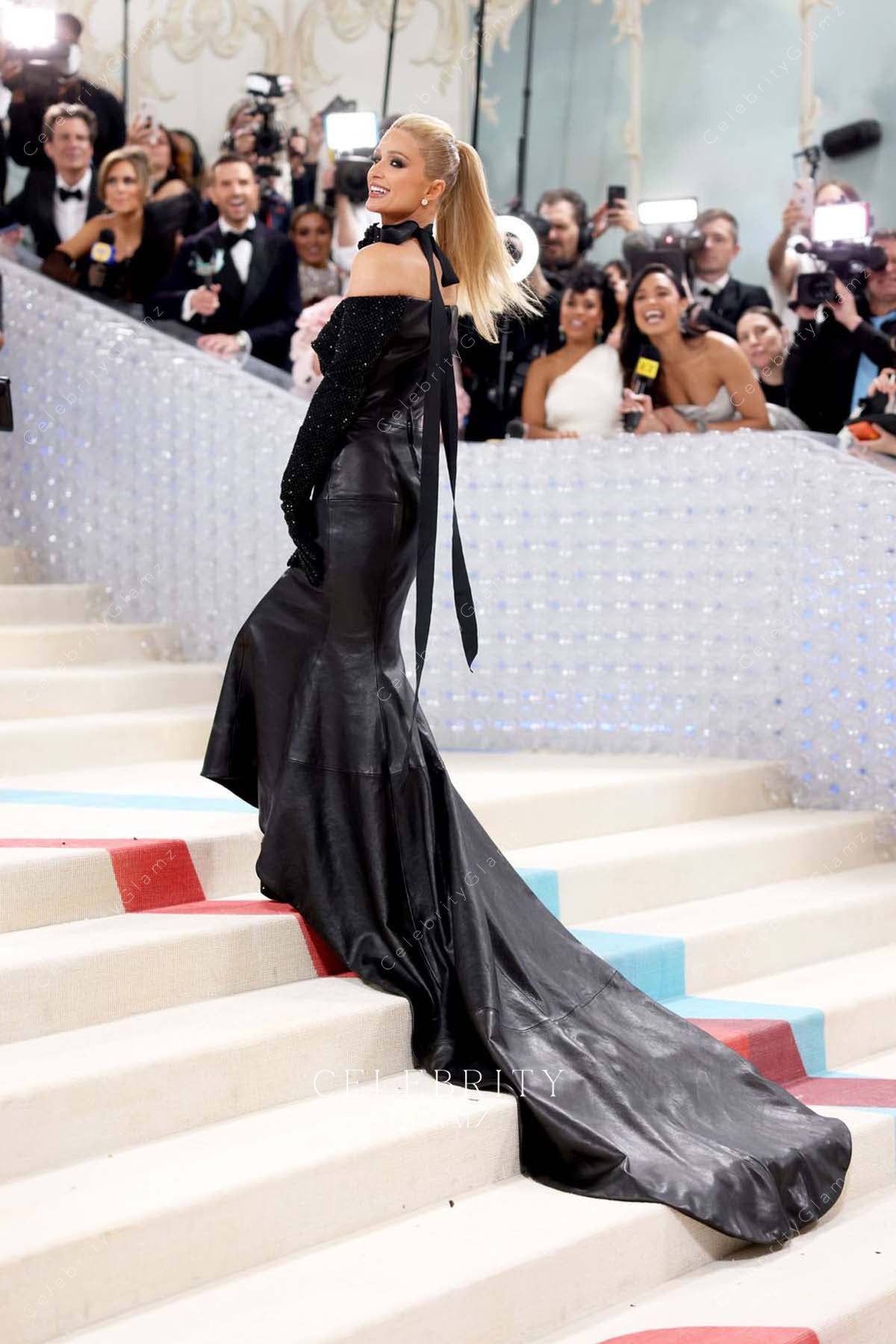 black Paris Hilton chapel train 2023 met gala dress