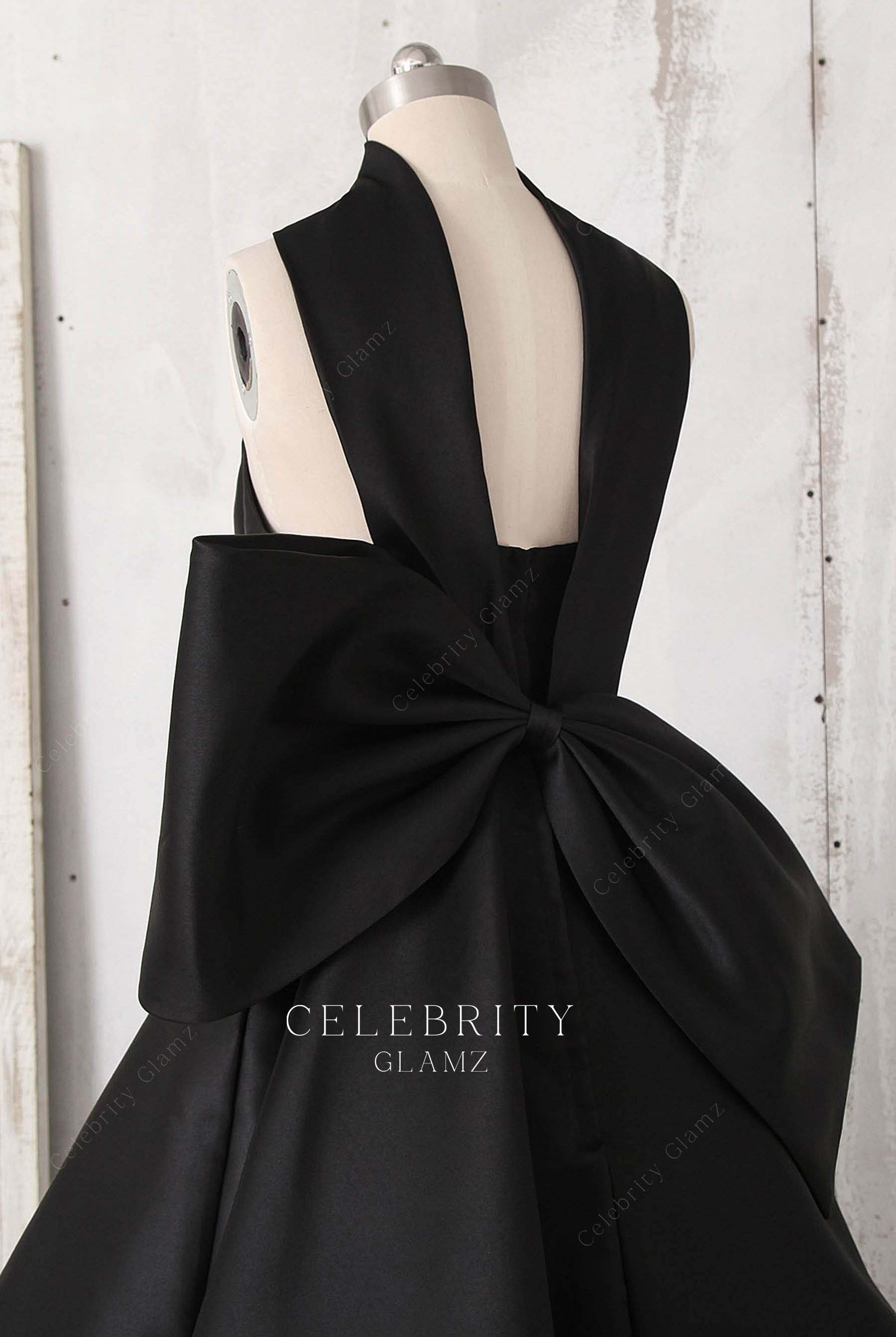 black satin keyhole back bridesmaid dress