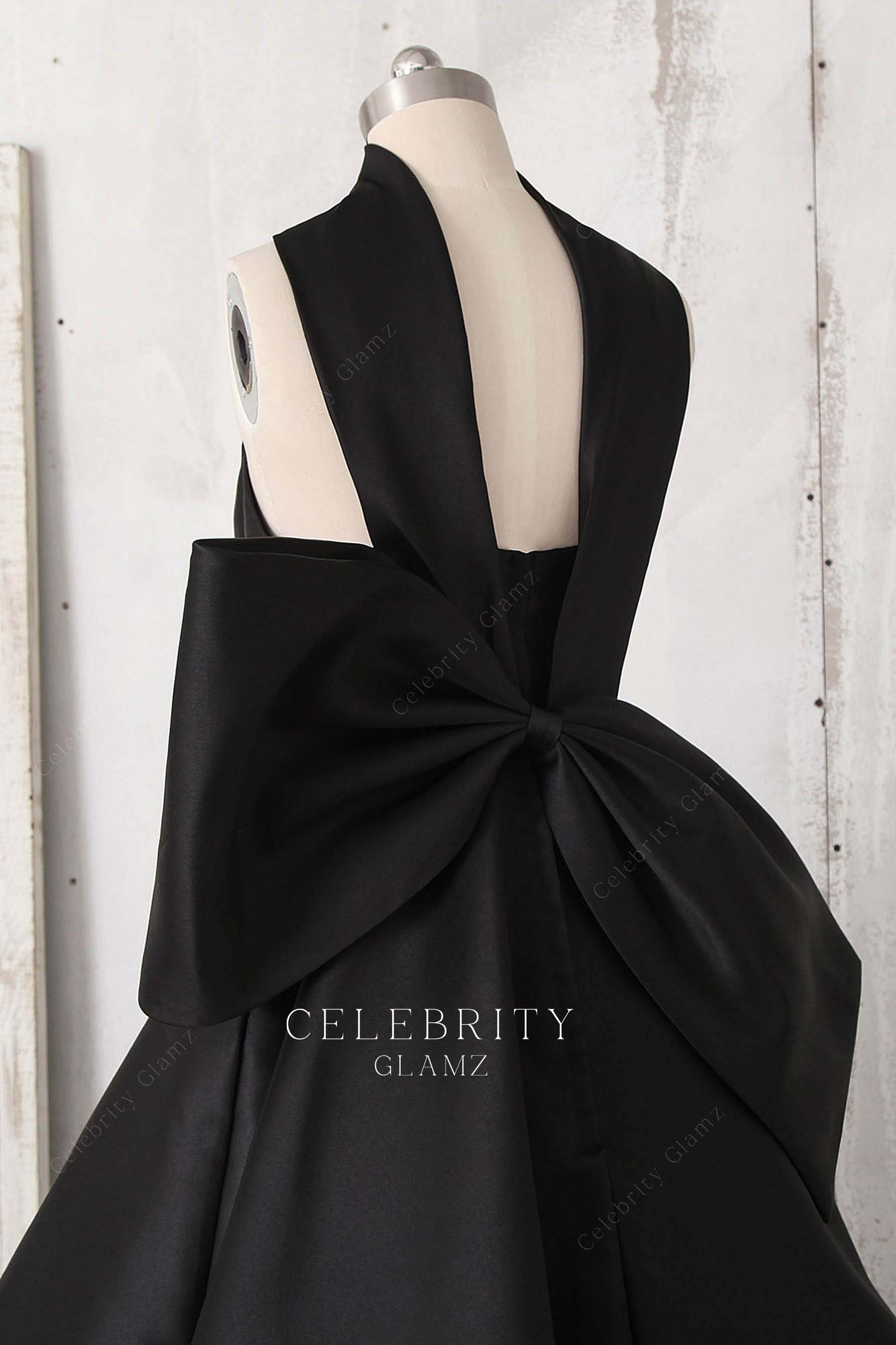 black satin keyhole back bridesmaid dress