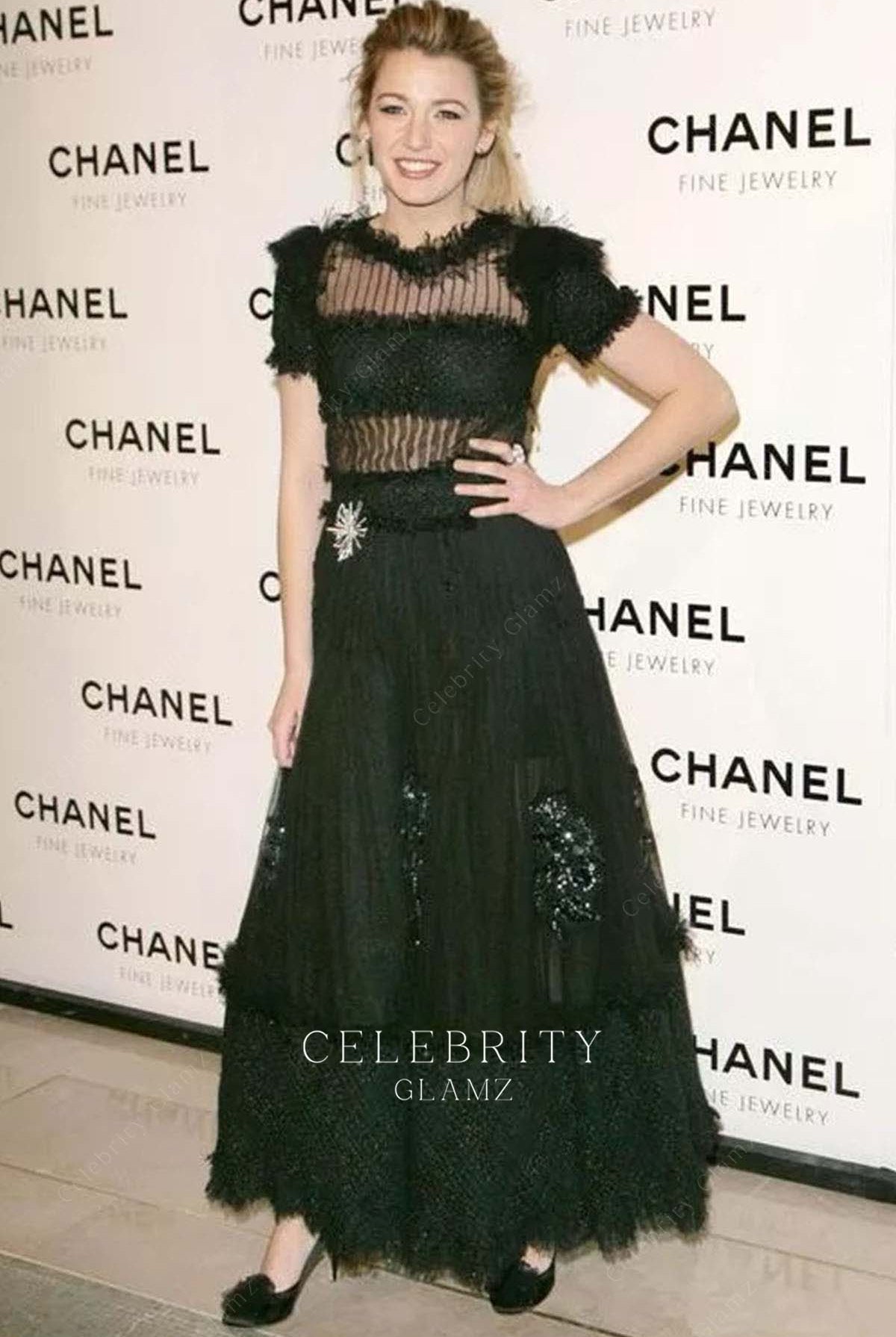 Blake Lively black a line prom dress Chanel a night of diamonds dinner 2008