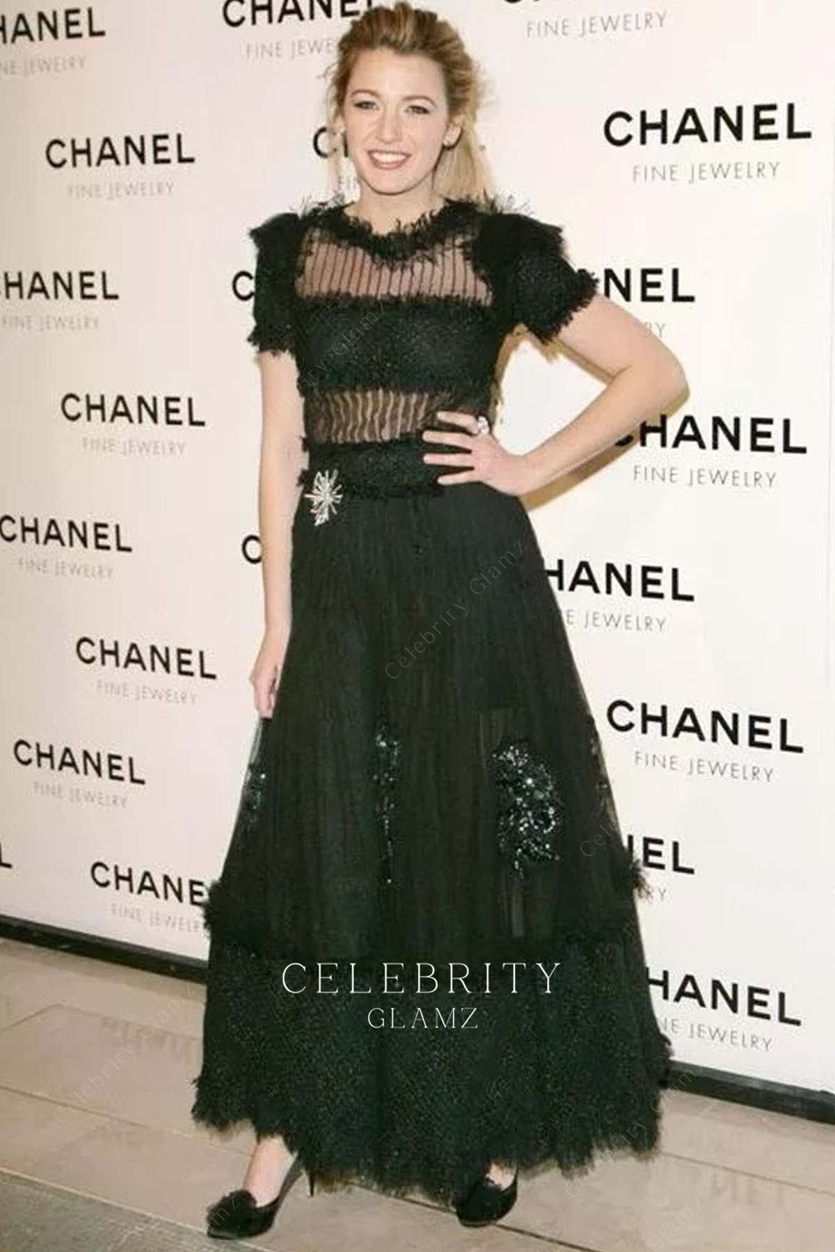 Blake Lively black a line prom dress Chanel a night of diamonds dinner 2008