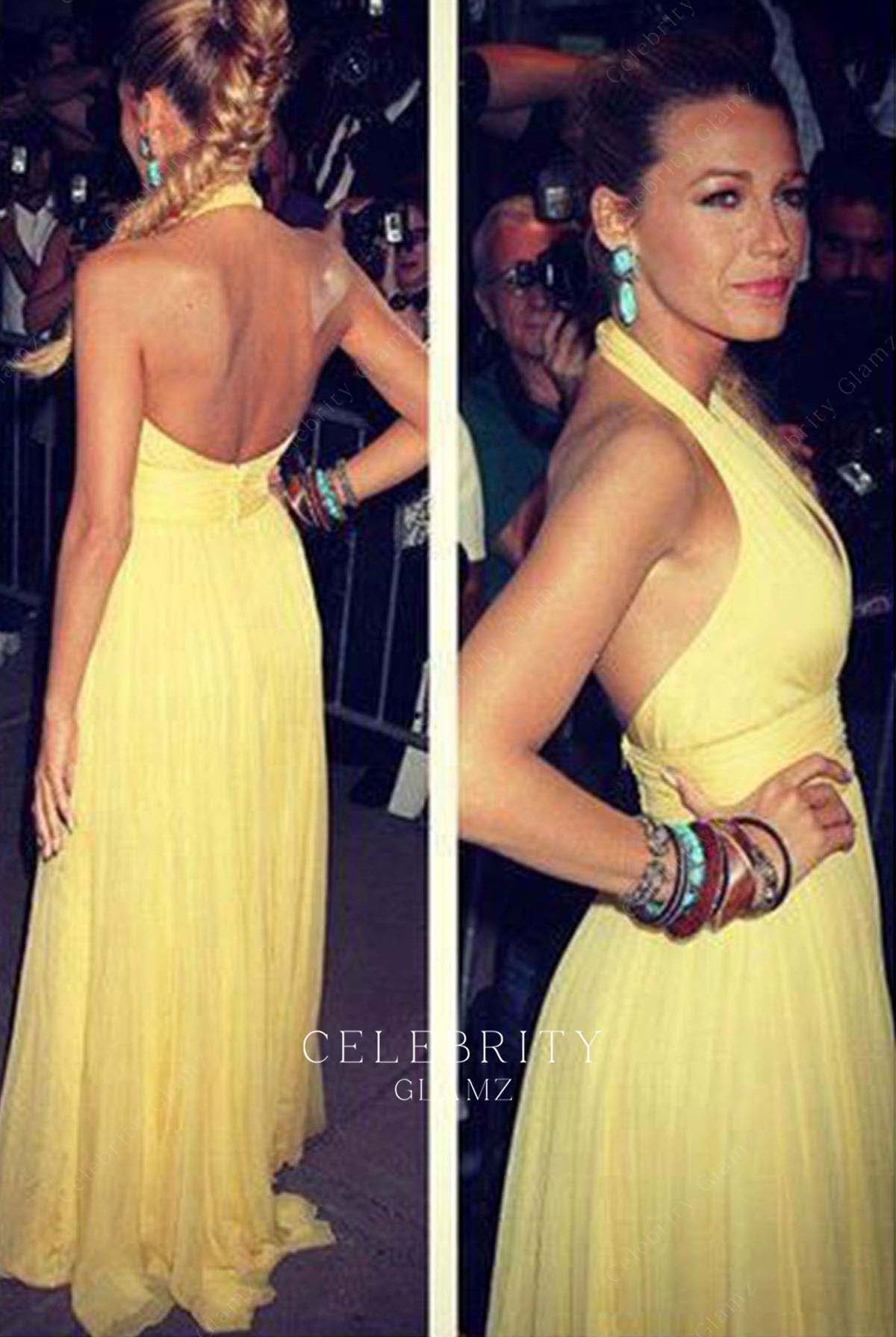 Blake Lively halter prom dress new York premiere of savages
