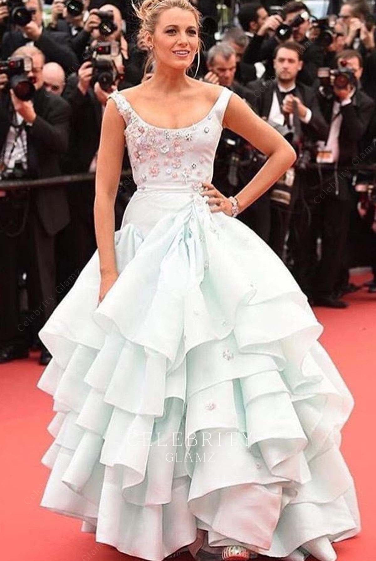 Blake Lively ice blue prom dress Cannes red carpet 2016