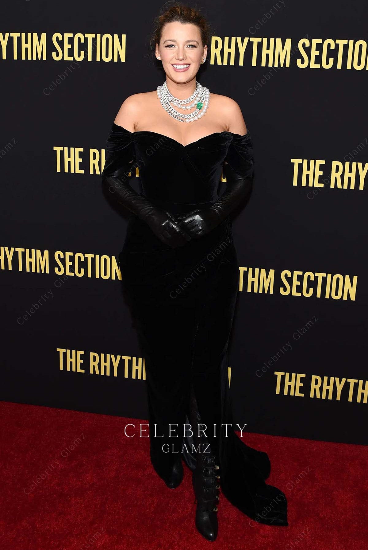 Blake Lively sweep train prom dress 2020 New York The Rhythm Section