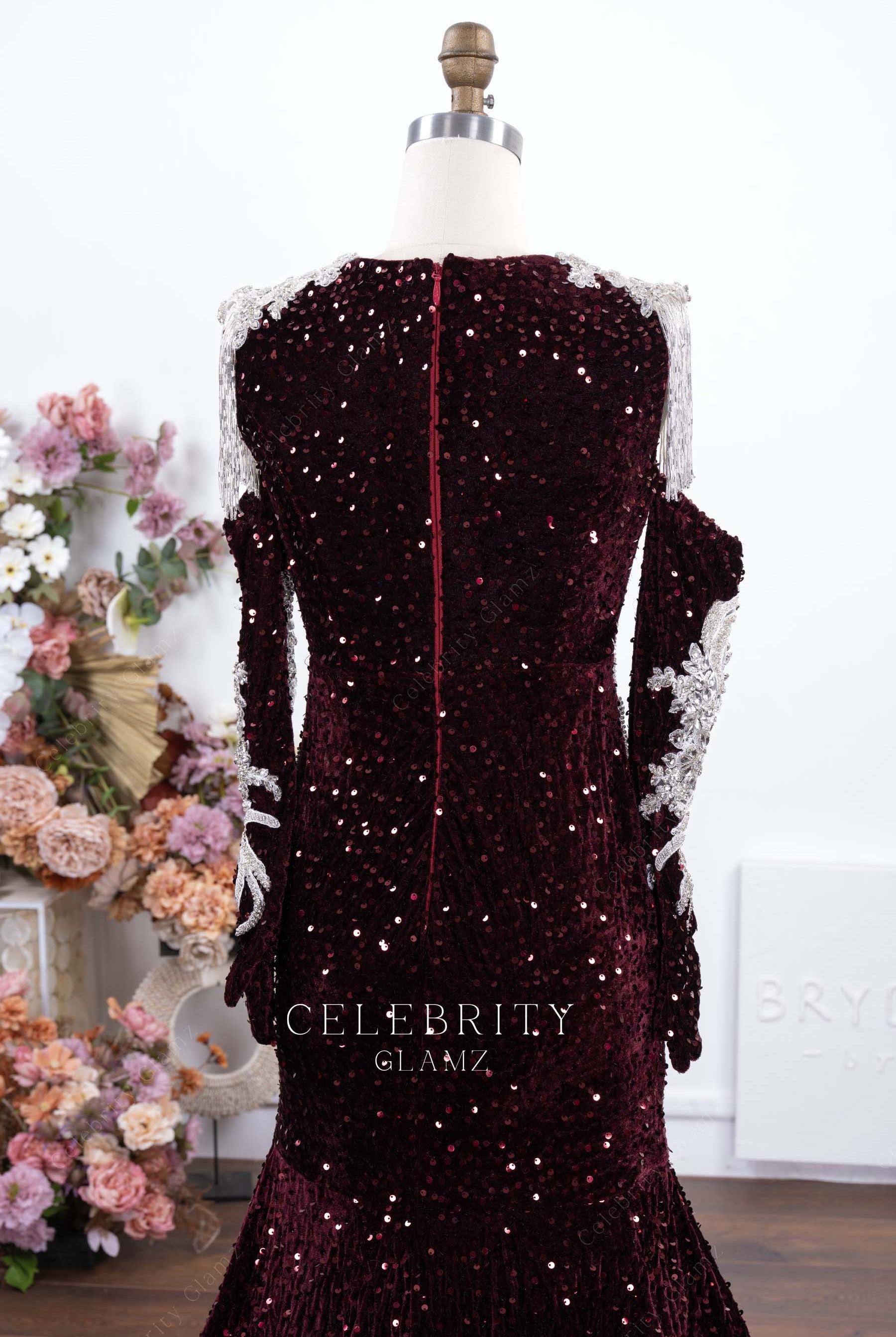 burgundy conservative back formal gown