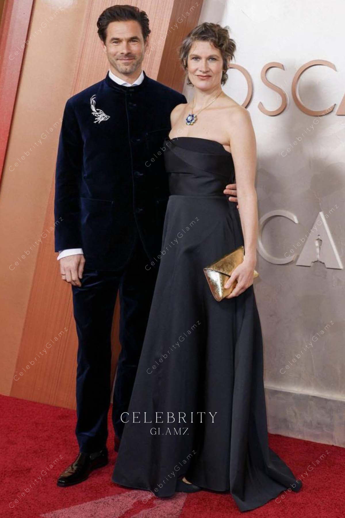 Camille Dalmais 2025 Oscars red carpet strapless prom dress