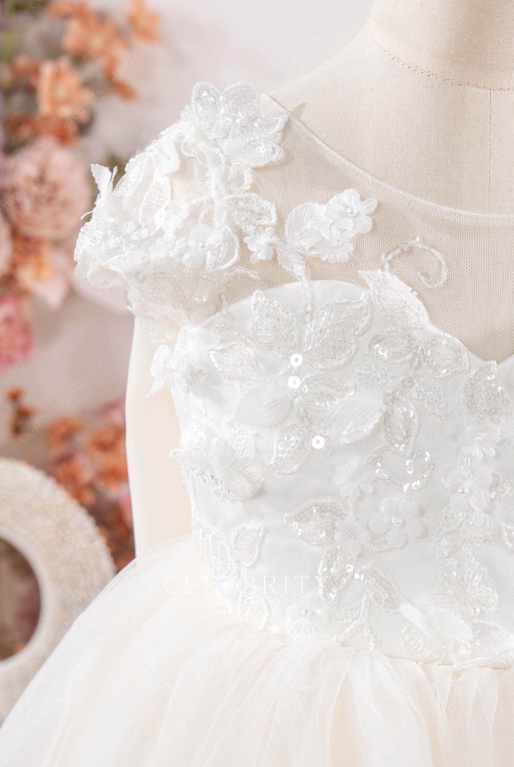 cap sleeves flower girl dress