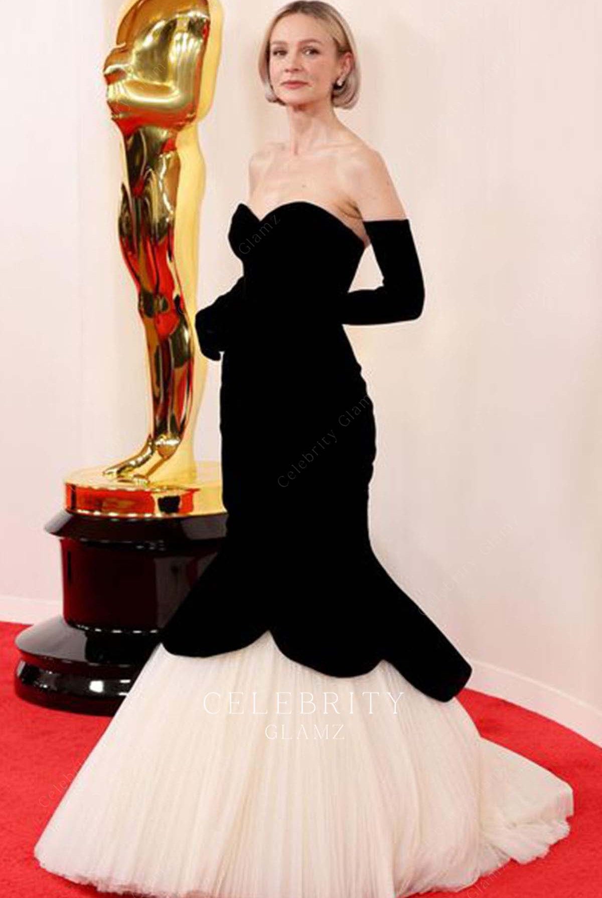 Carey Mulligan black strapless prom dress 2024 Oscars