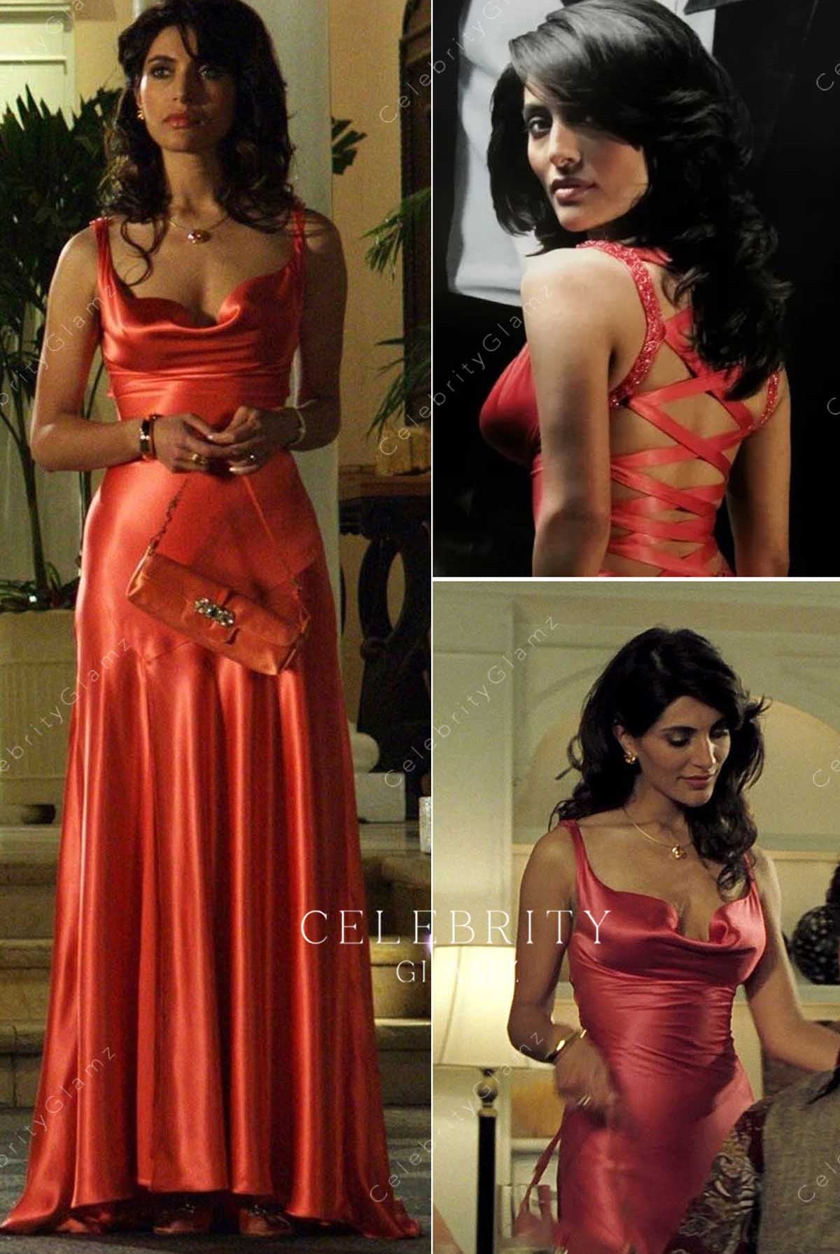 Caterina Murino cowl neck dress in movie casino royale