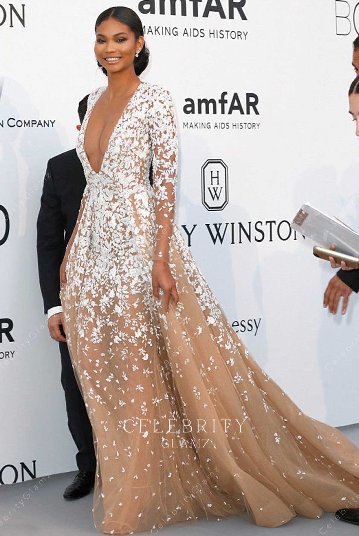 Chanel Iman long sleeves AMFAR cinema against aids gala