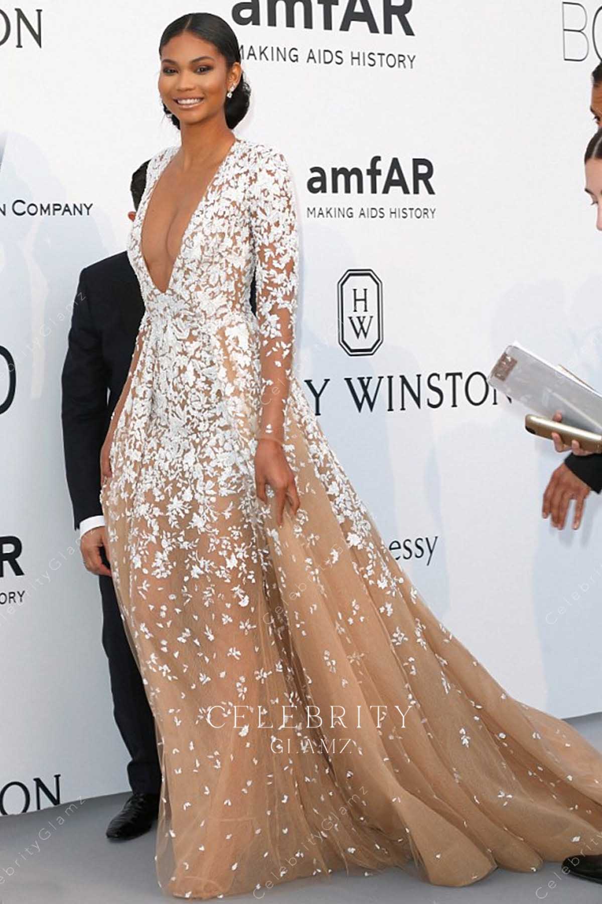 Chanel Iman long sleeves AMFAR cinema against aids gala