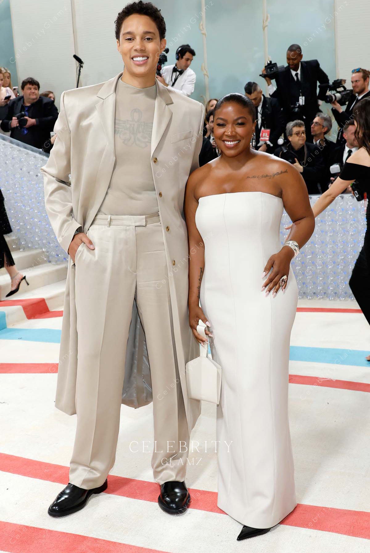 Cherelle Griner white strapless met gala dress