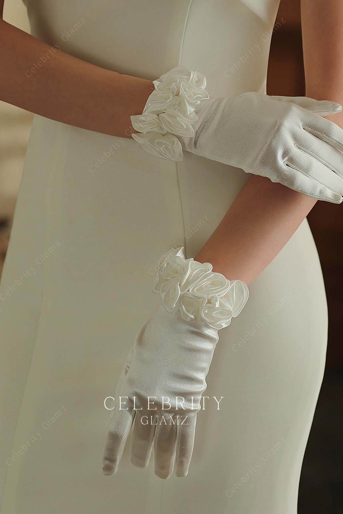 classic satin bridal finger gloves