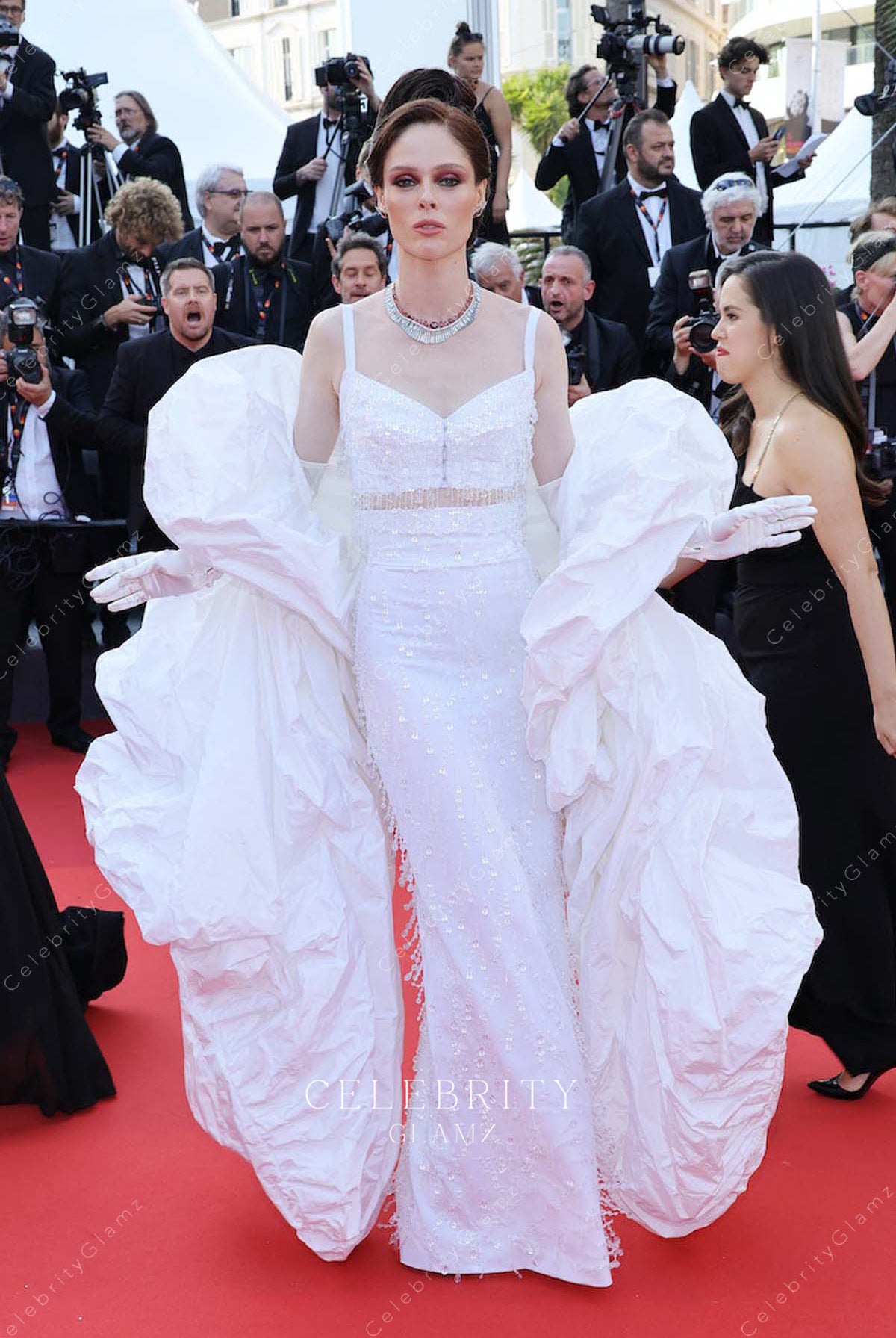 Coco Rocha v neck formal dress 2023 Cannes film festival
