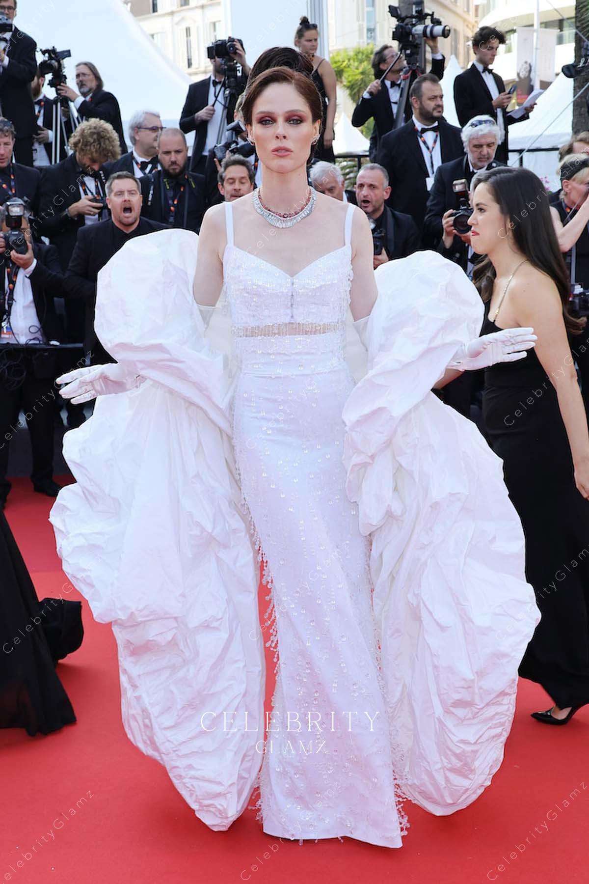 Coco Rocha v neck formal dress 2023 Cannes film festival