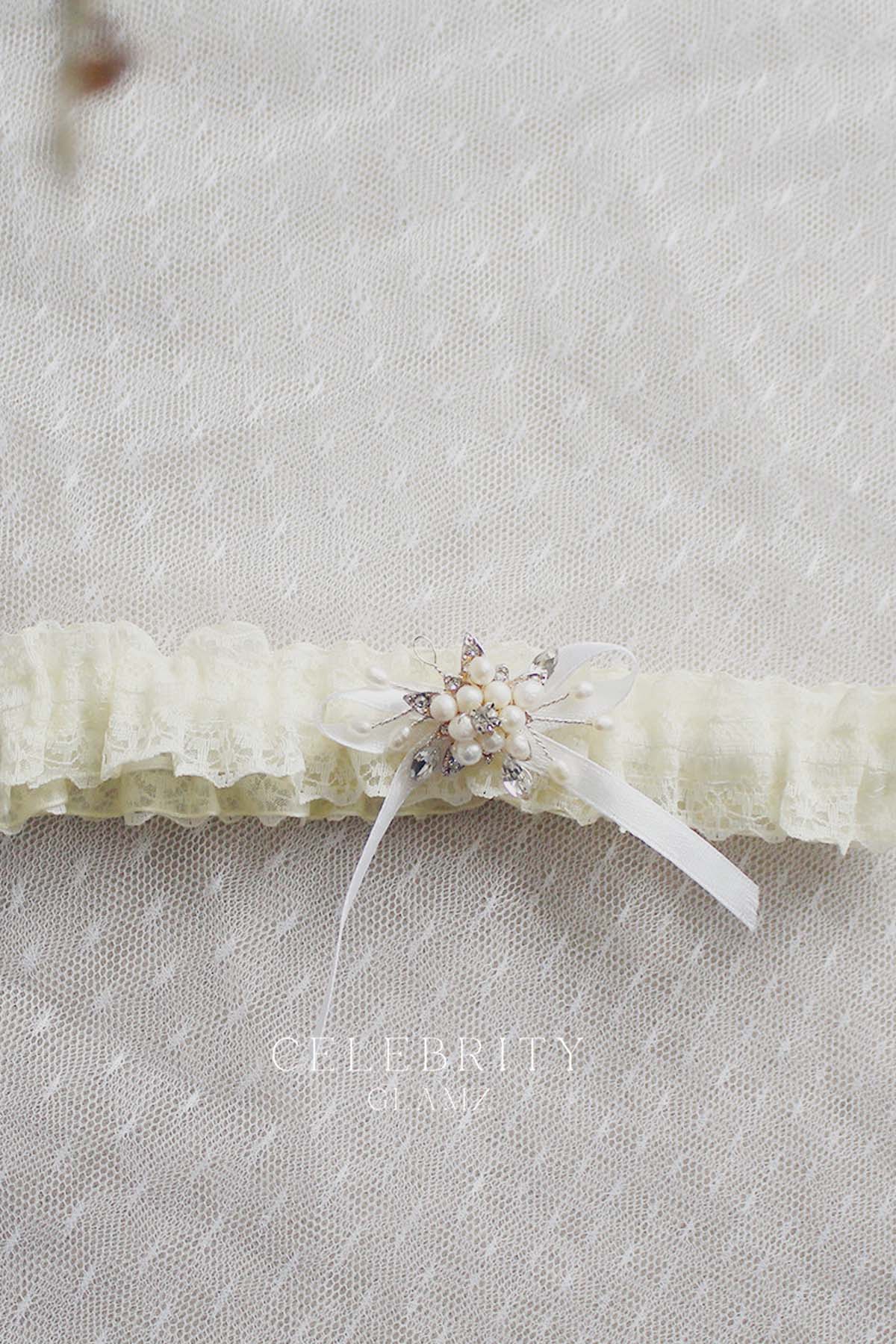 crystals ivory lace wedding garter